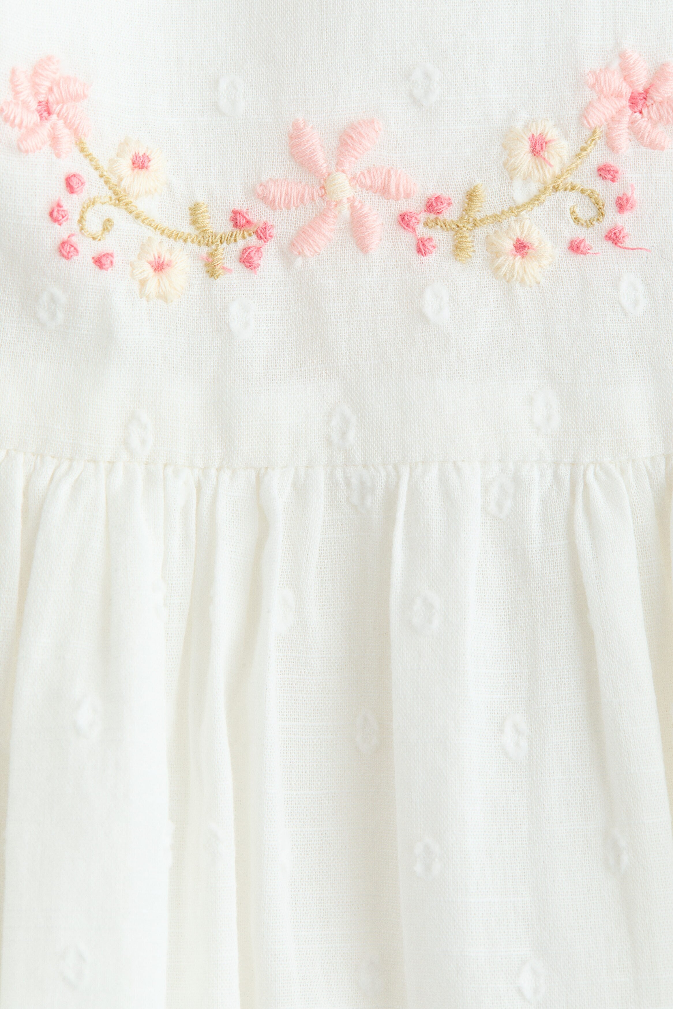 Embroidery-detail cotton dress