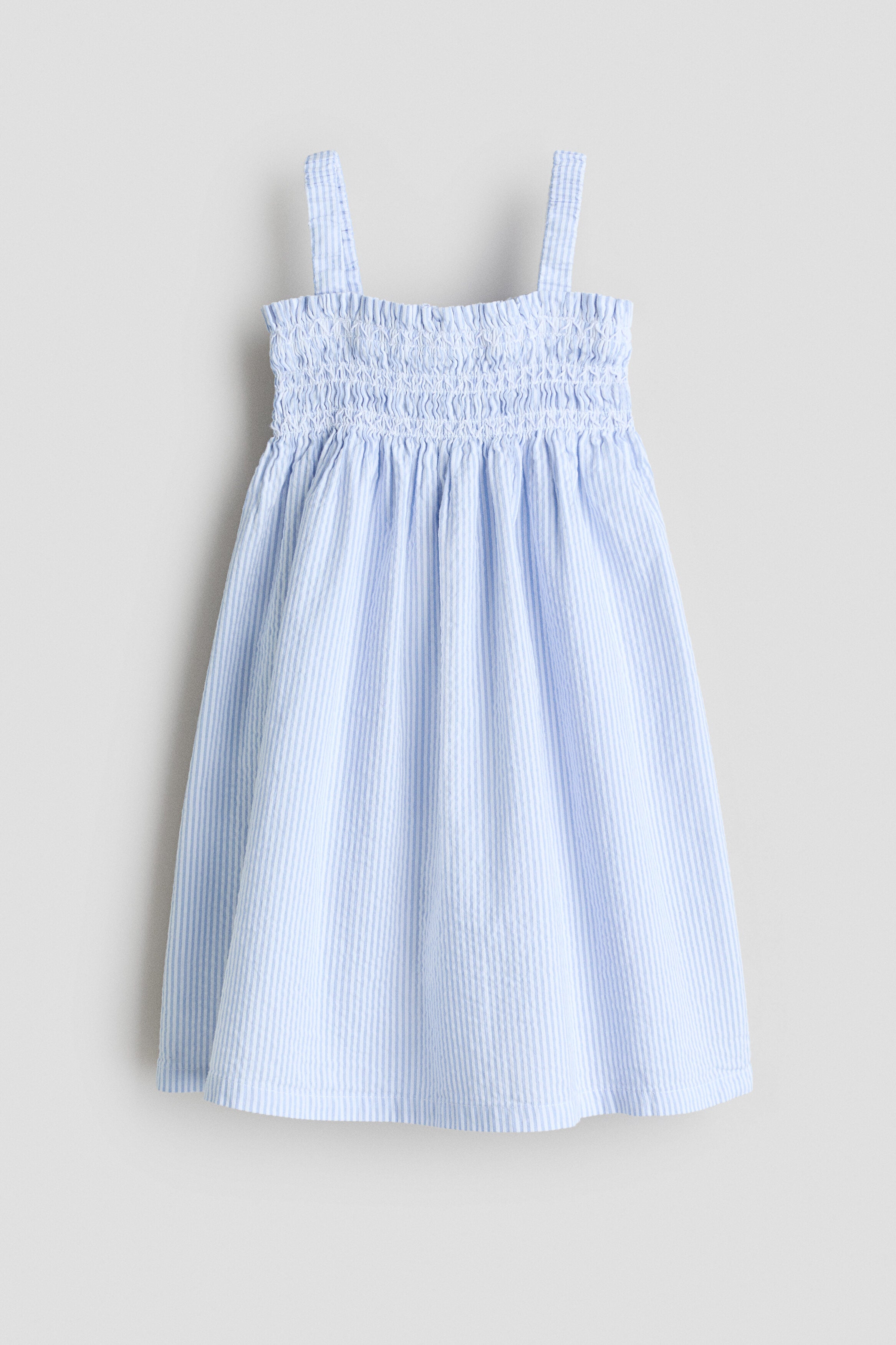 Smocked strappy dress - White Blue Striped / 9-10 Years