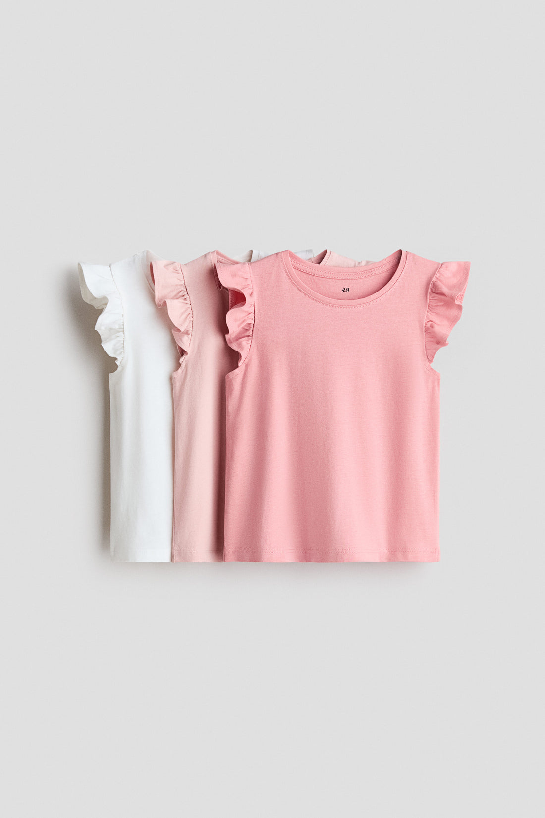 3-pack flutter-sleeved tops - Pink Light Pink Cream / 1.5-2 Years