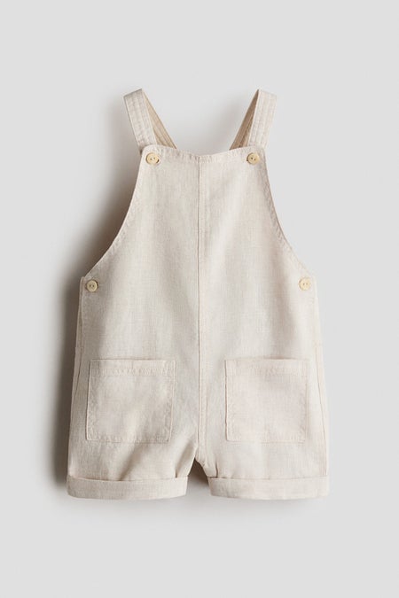Linen dungaree shorts