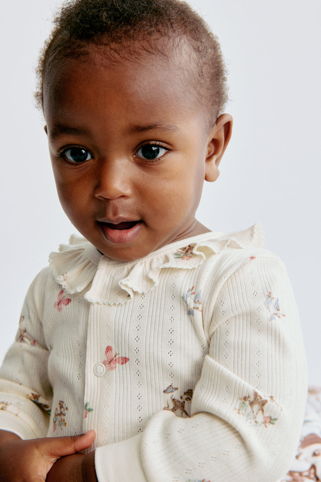 Printed pointelle sleepsuit