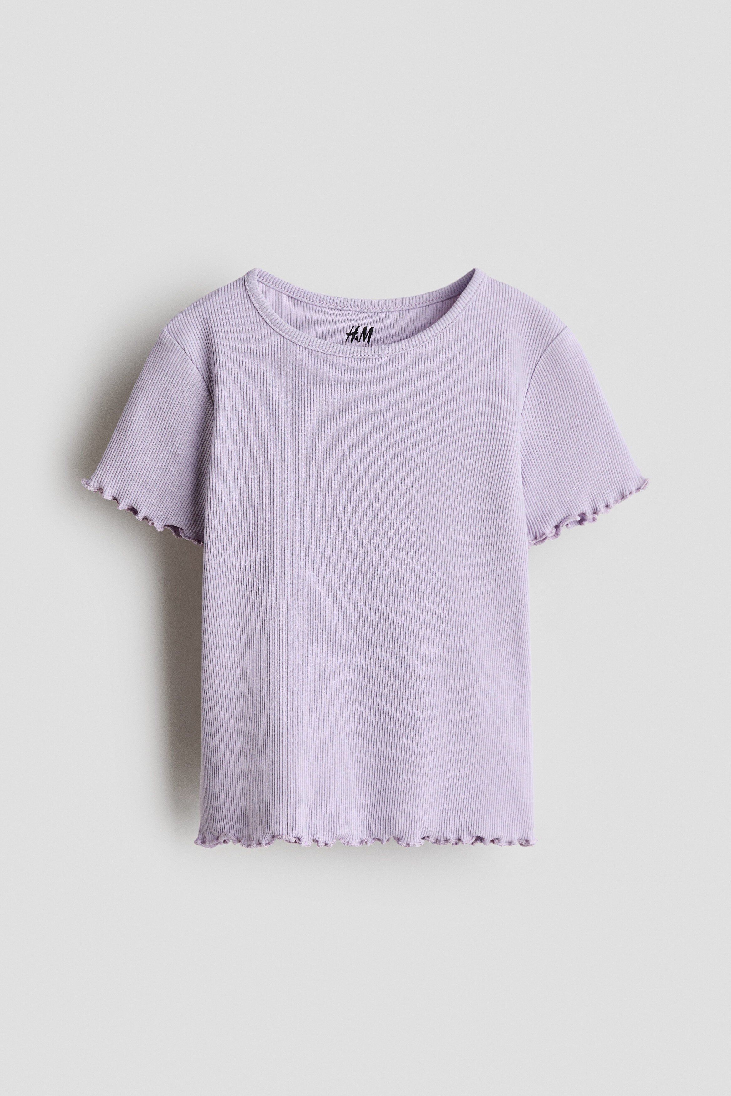 Overlocked ribbed T-shirt - Light Purple / 1.5-2 Years