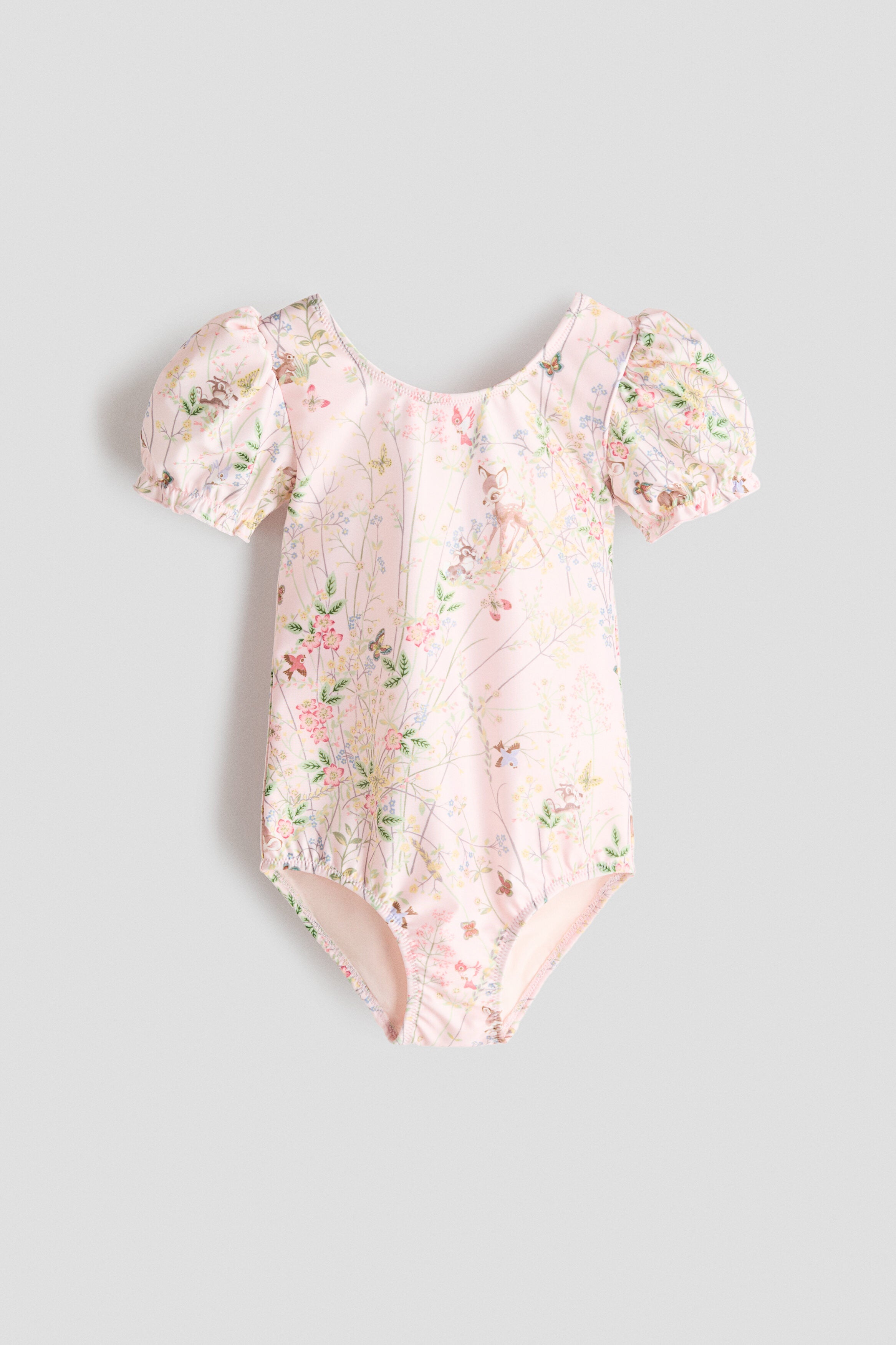 Printed puff-sleeved swimsuit - Light Pink Bambi / 1.5-2 Years