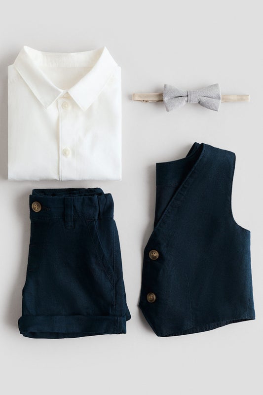 4-piece linen-blend dressy set