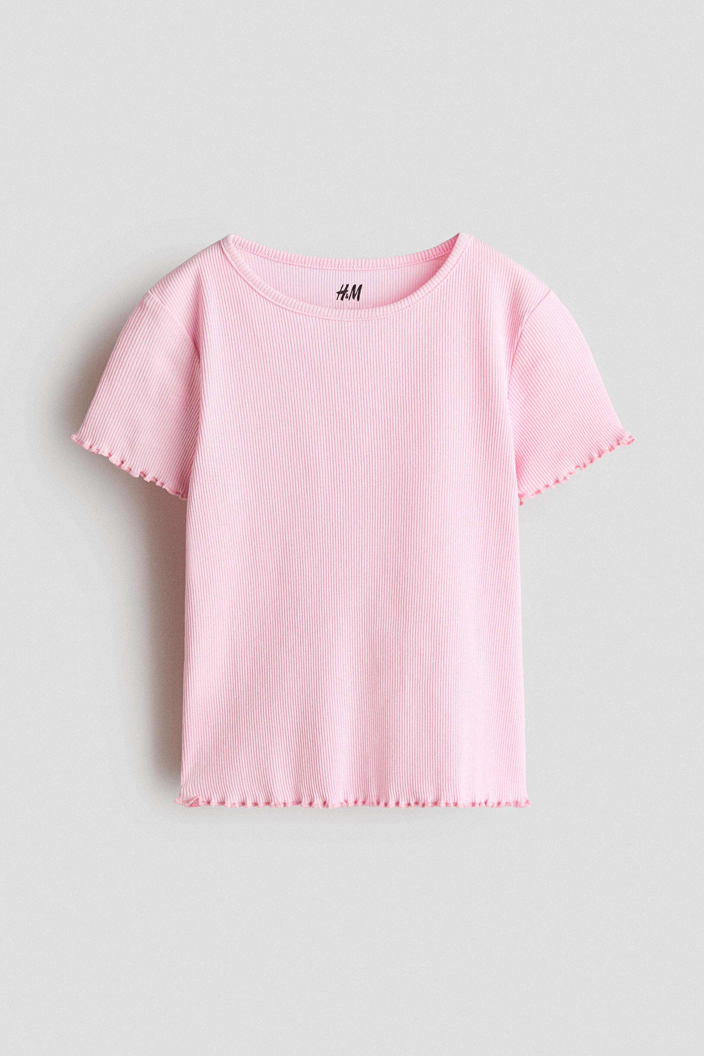 Overlocked ribbed T-shirt - Light Pink / 1.5-2 Years