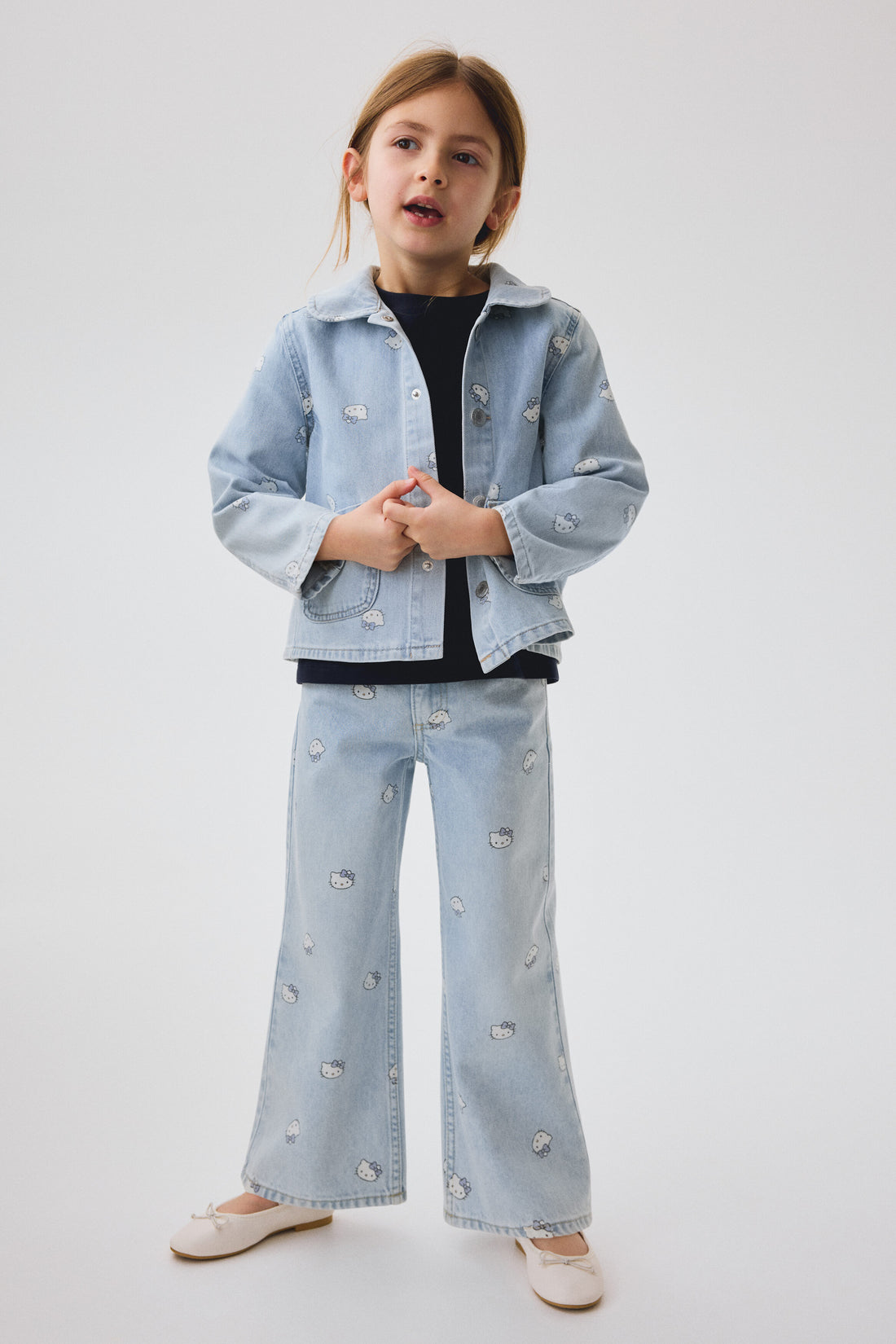 Printed Wide Leg Jeans