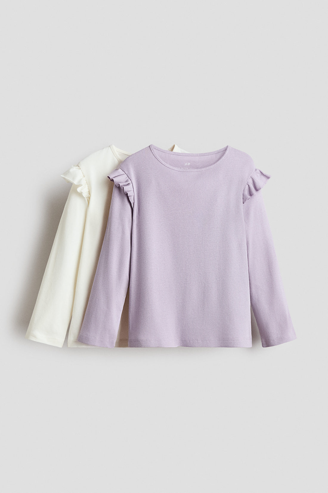 2-pack frill-trimmed jersey tops - Purple White / 1.5-2 Years