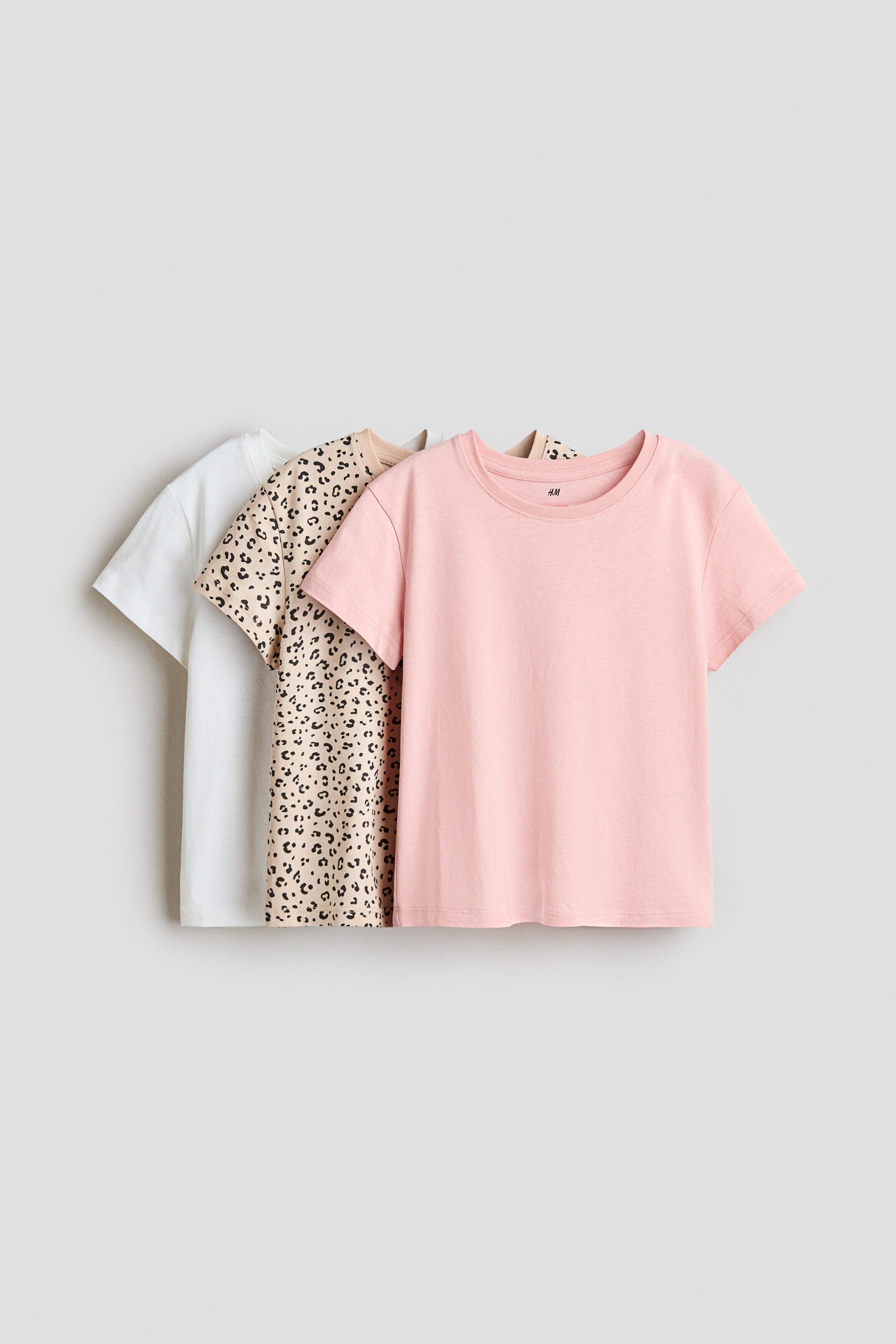 3-pack T-shirts - Light Beige Leopard Print / 1.5-2 Years