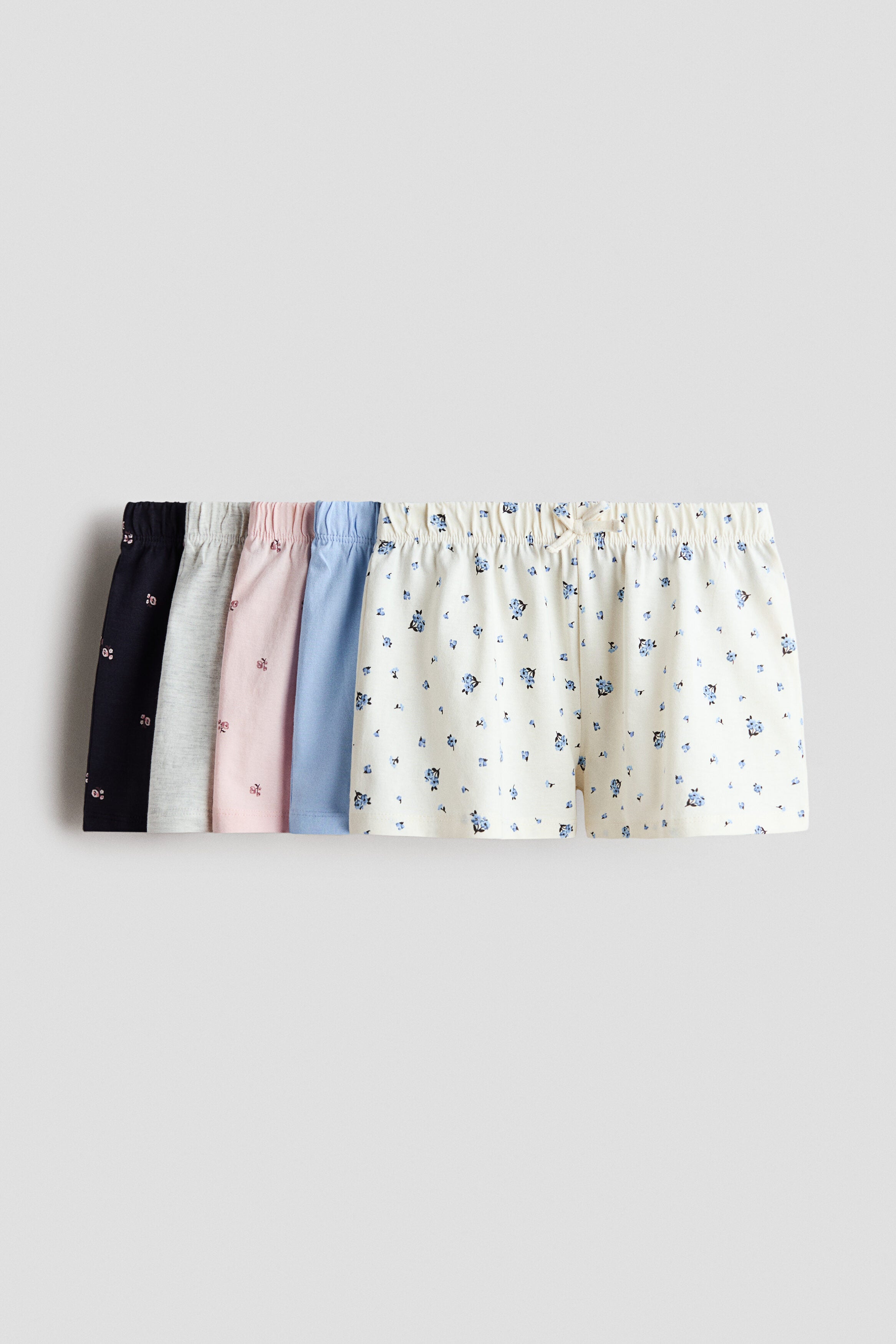5-pack cotton shorts - Blue Floral / 9-10 Years