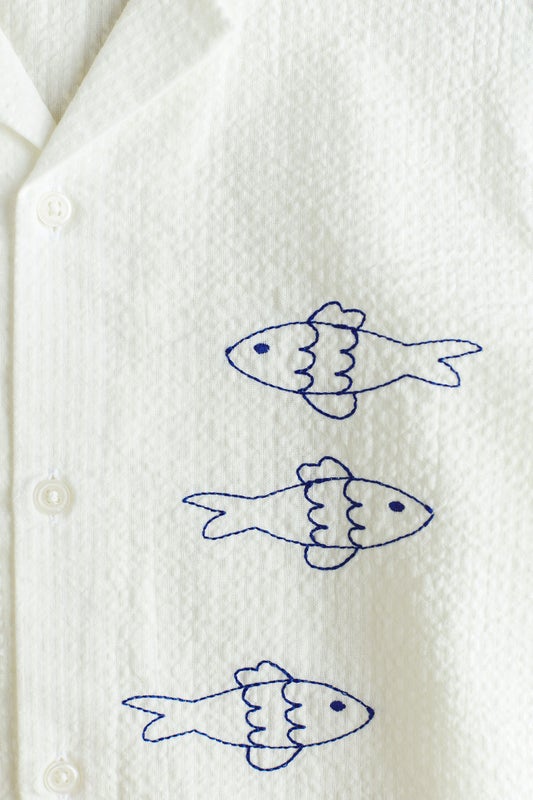Embroidered cotton resort shirt