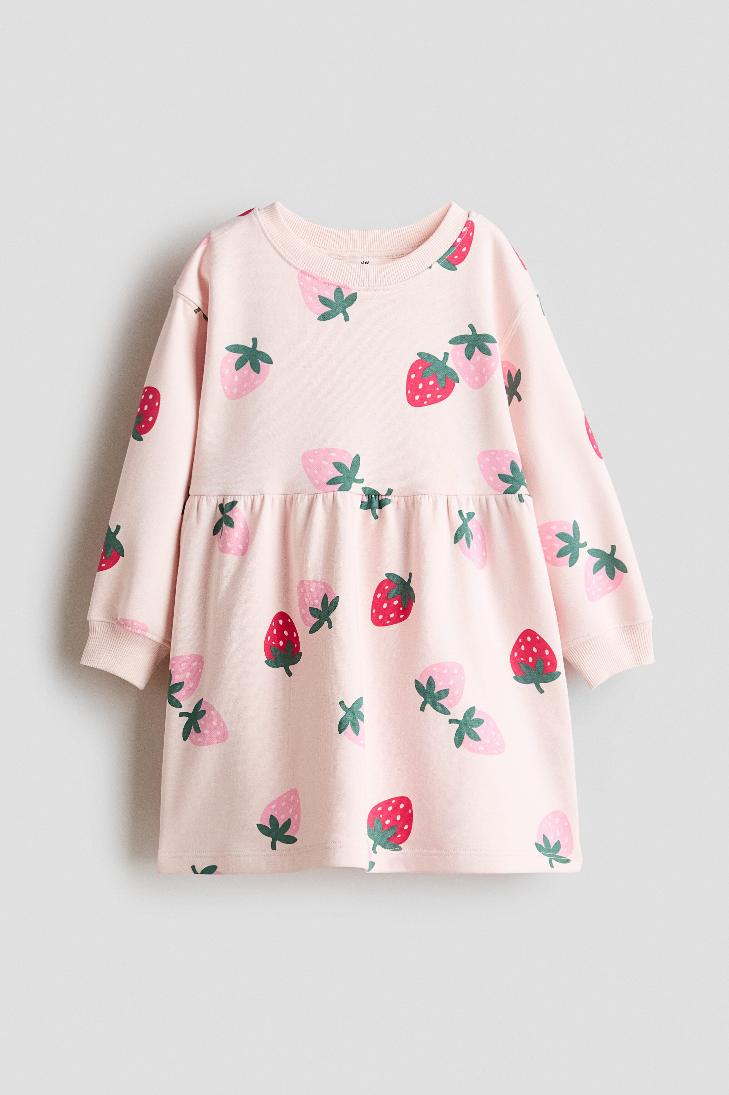 Patterned sweatshirt dress - Light Pink Strawberries / 1.5-2 Years