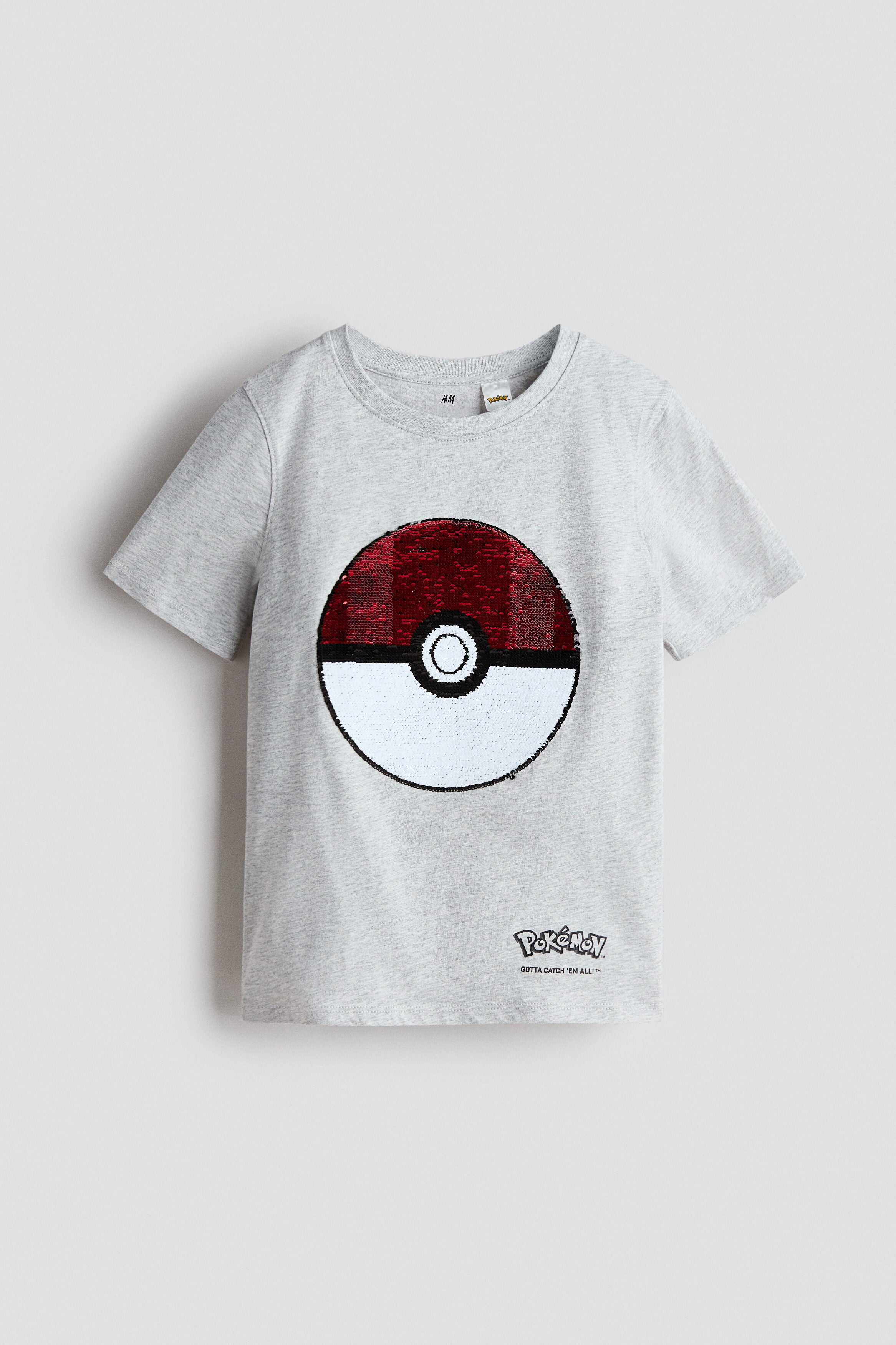 Reversible sequin T-shirt - Light Grey Marl Pokemon 0 / 8-10 Years