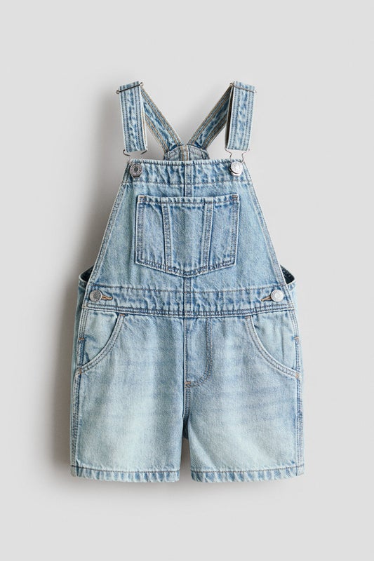 Denim dungaree shorts