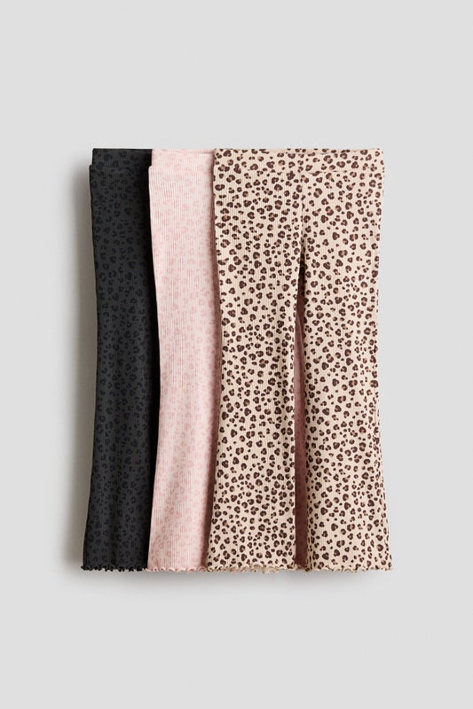 3-pack ribbed cotton leggings