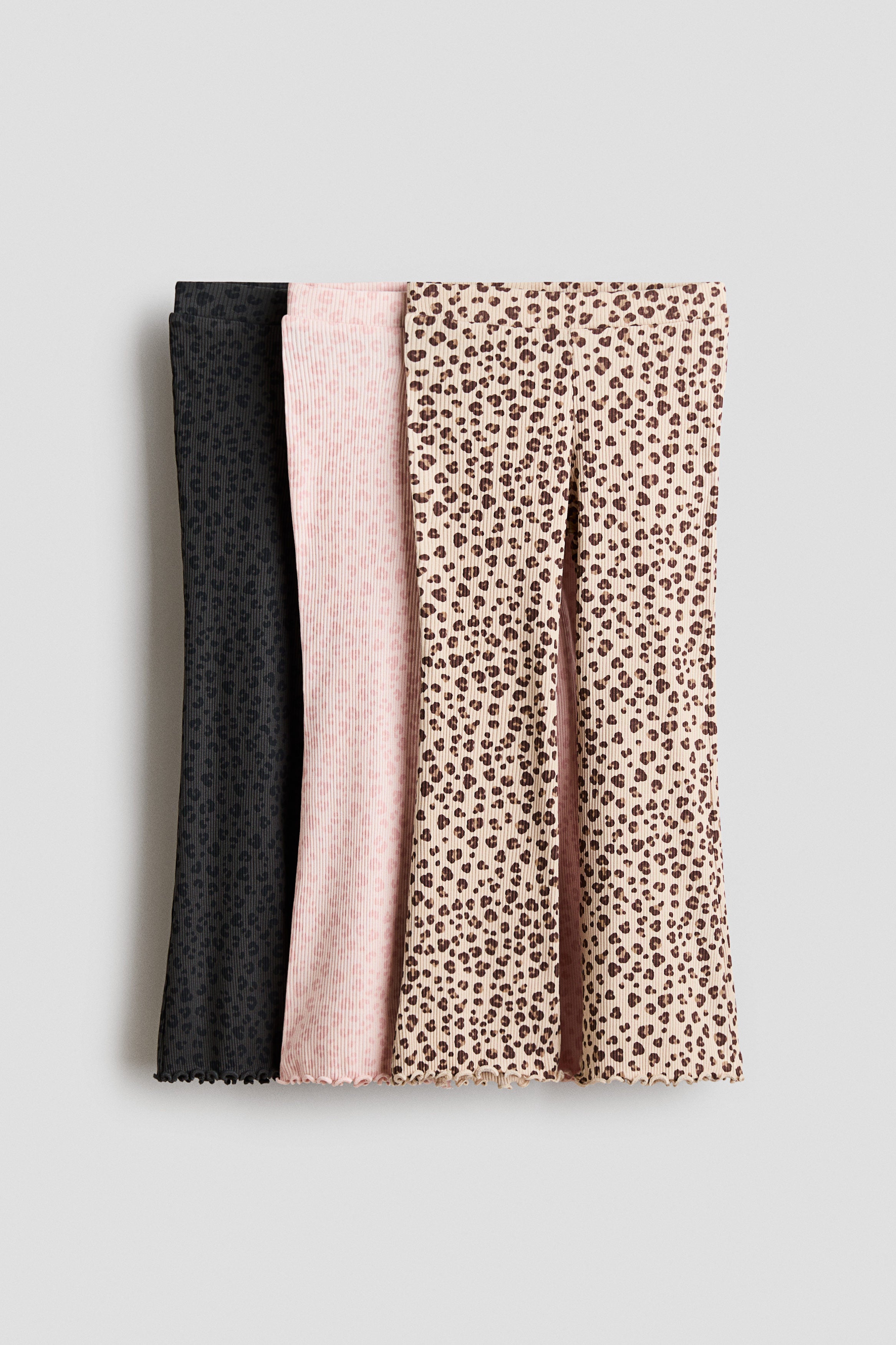 3-pack ribbed cotton leggings - Beige Leopard Print 1 / 1.5-2 Years