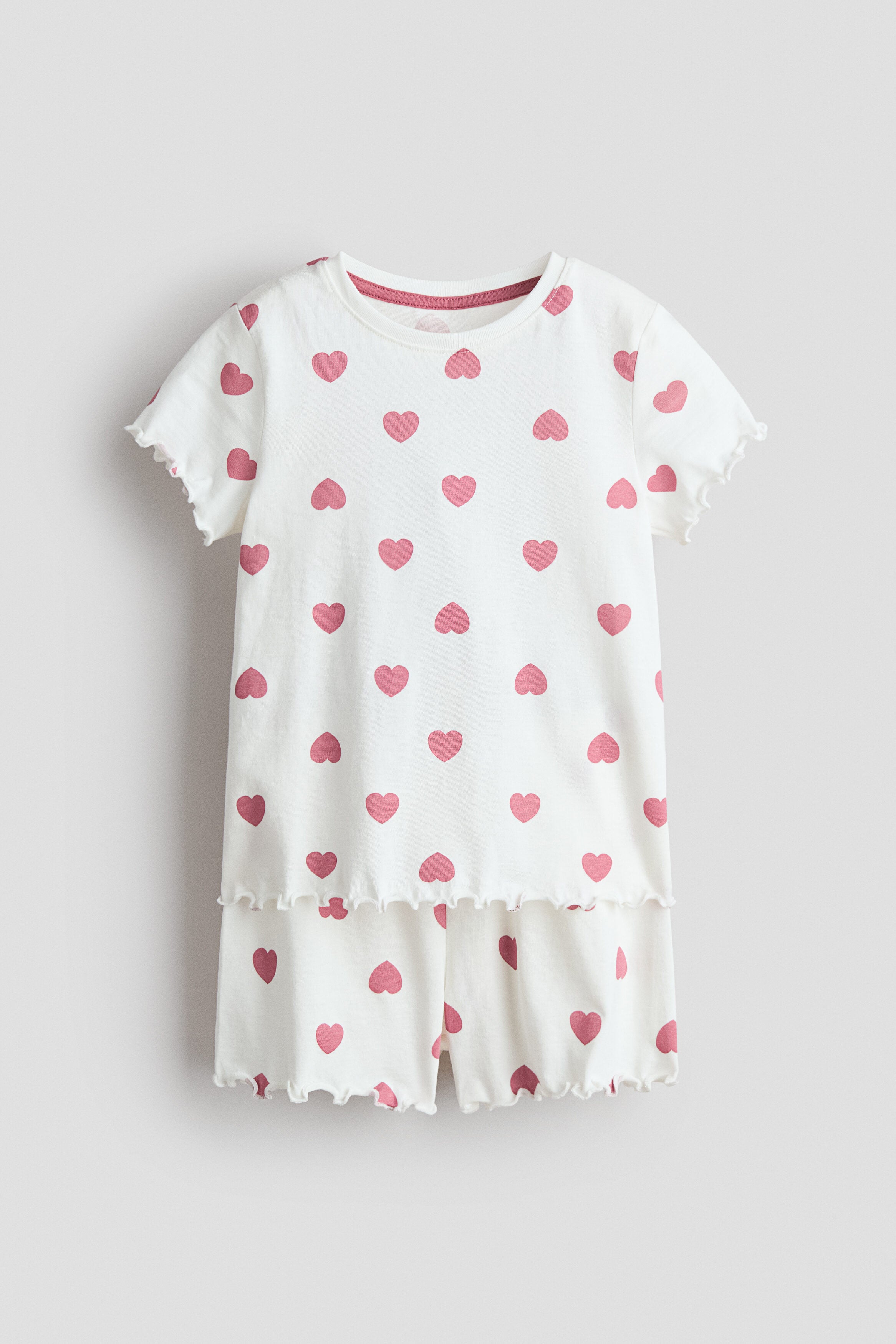 Pointelle pyjamas - White Pink Hearts / 1.5-2 Years