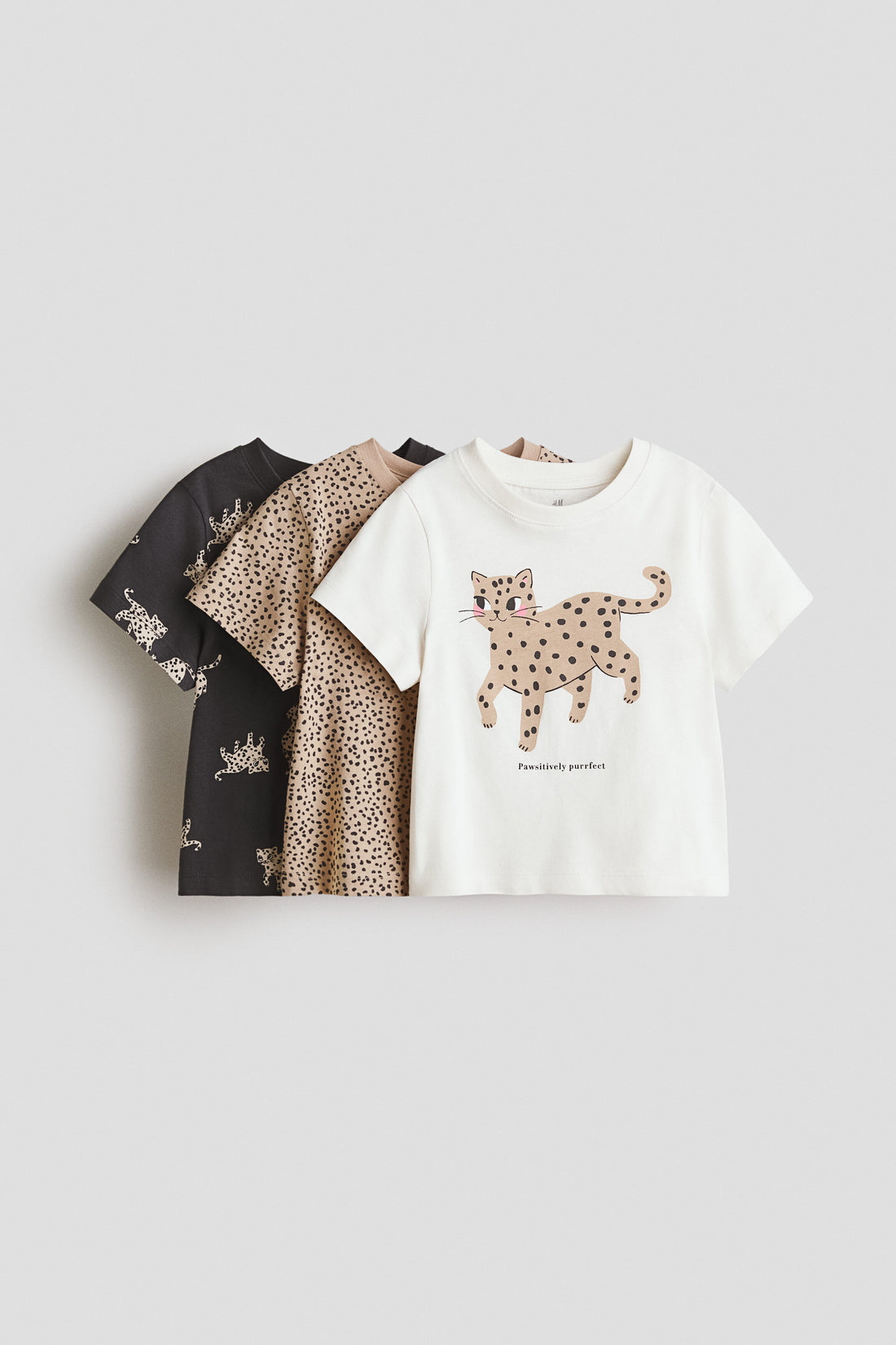 3-pack printed T-shirts - White Leopard / 8-10 Years