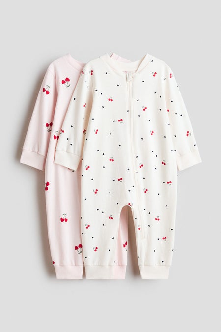 2-pack cotton zip-through pyjamas