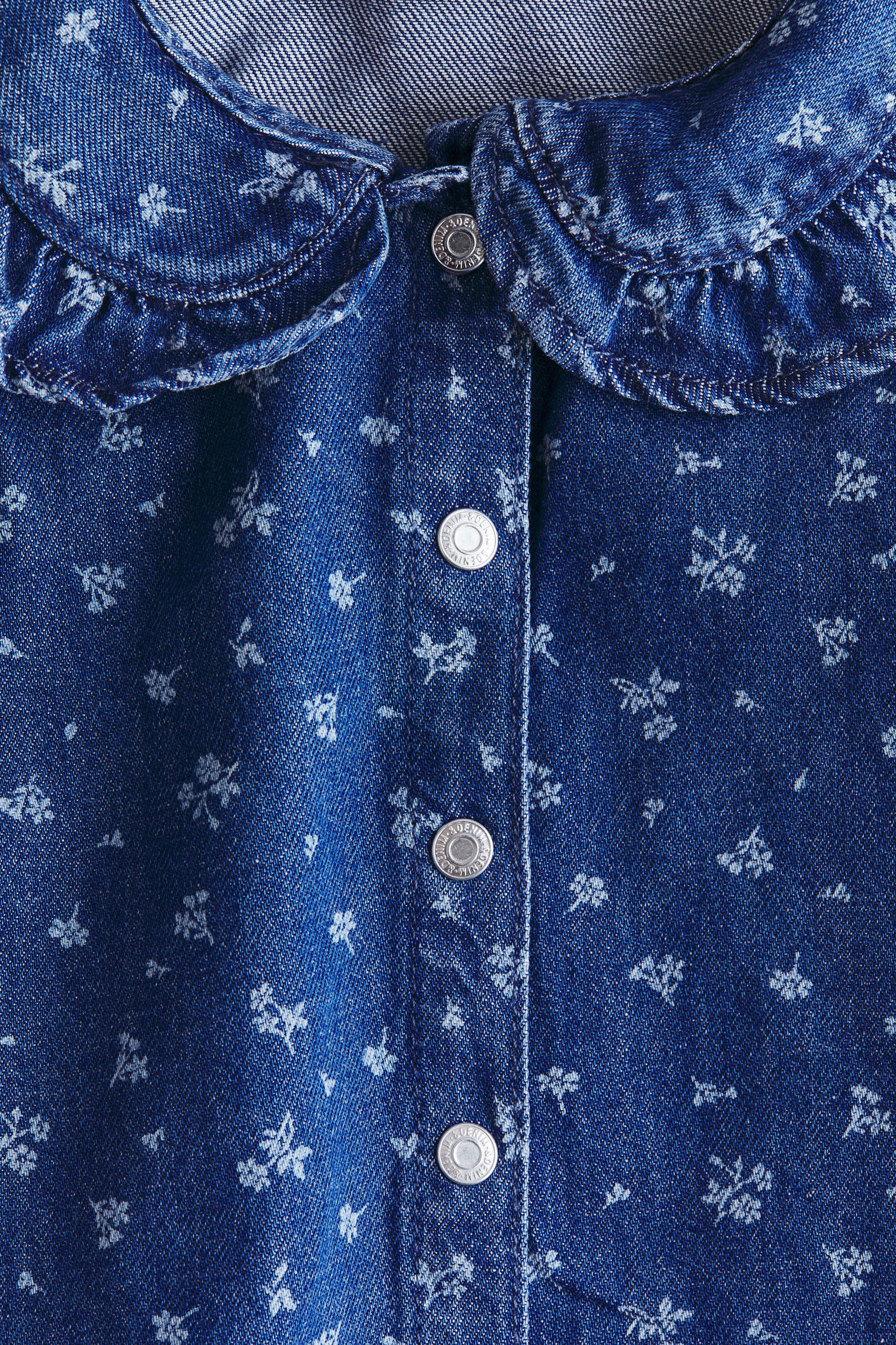 Frill-collar denim blouse