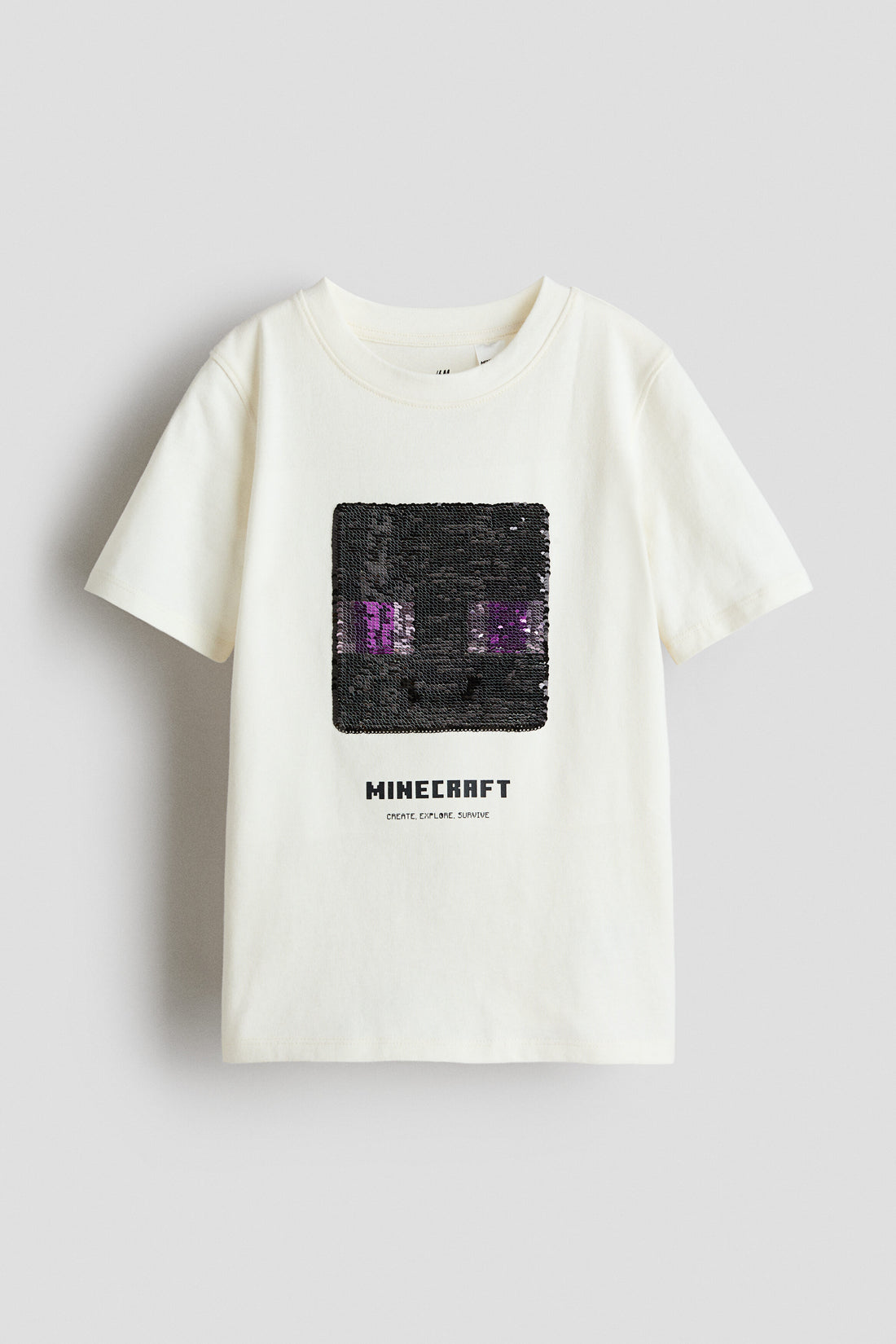 Reversible sequin T-shirt - Cream Minecraft / 8-10 Years