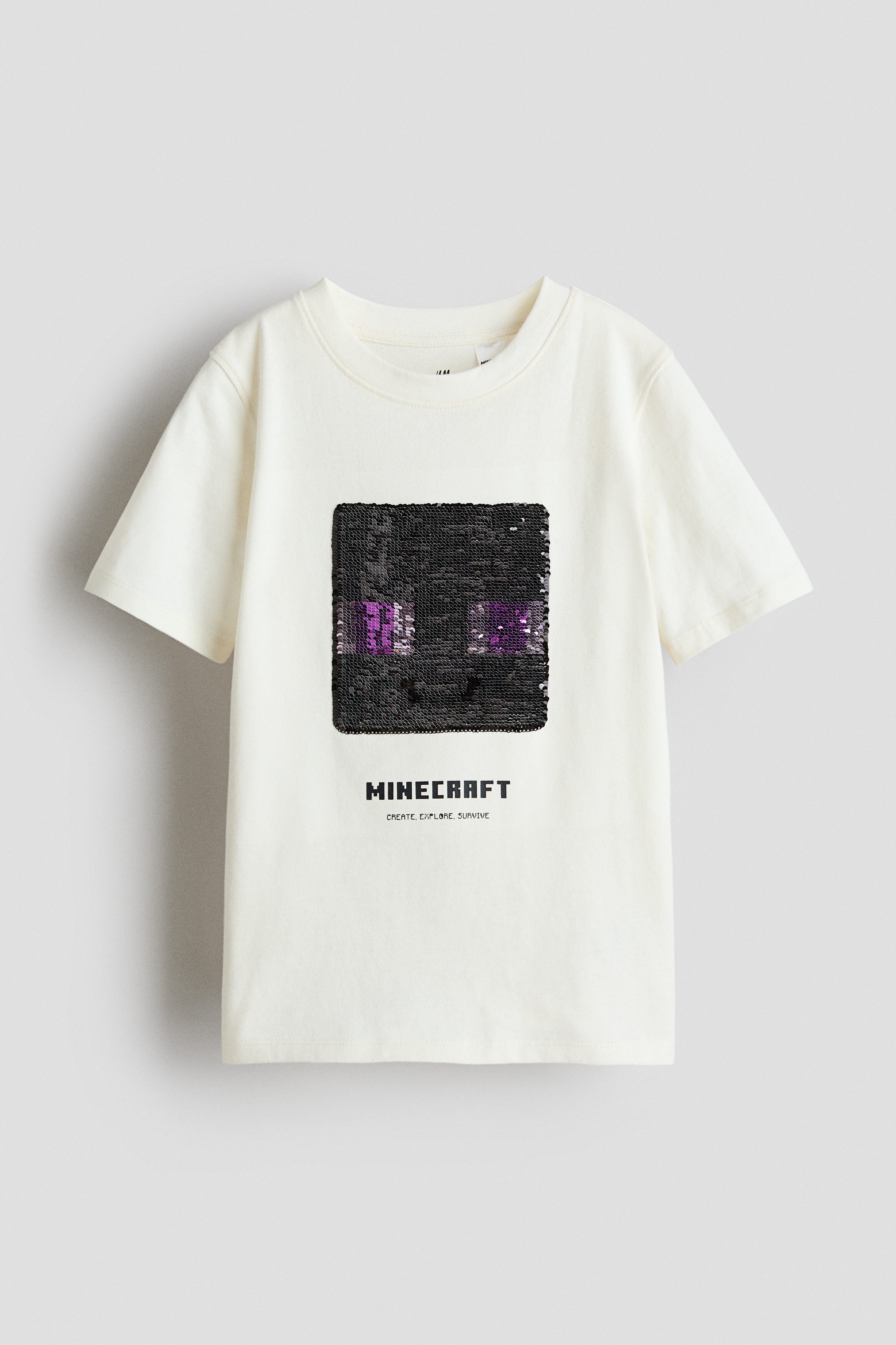 Reversible sequin T-shirt - Cream Minecraft / 8-10 Years