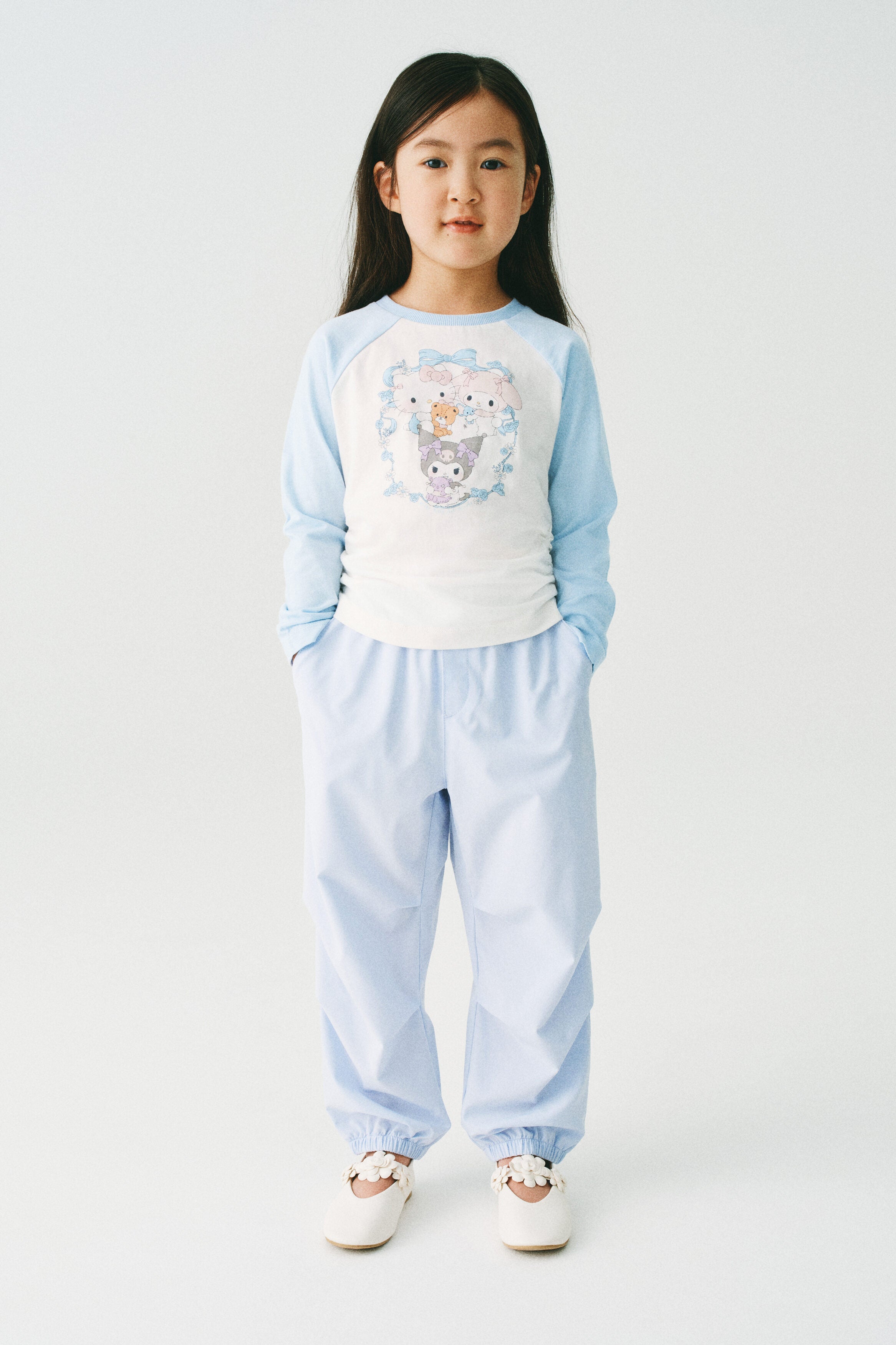 Long-sleeved printed top