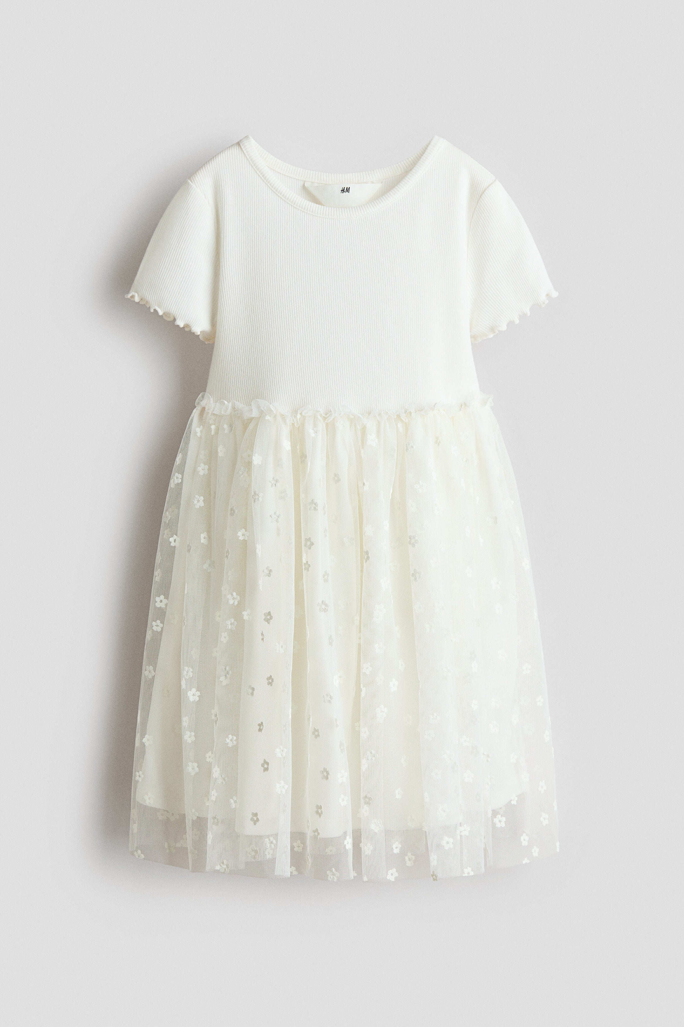 Tulle skirt dress - Cream Flowers / 1.5-2 Years