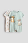 2-pack printed cotton sleepsuits