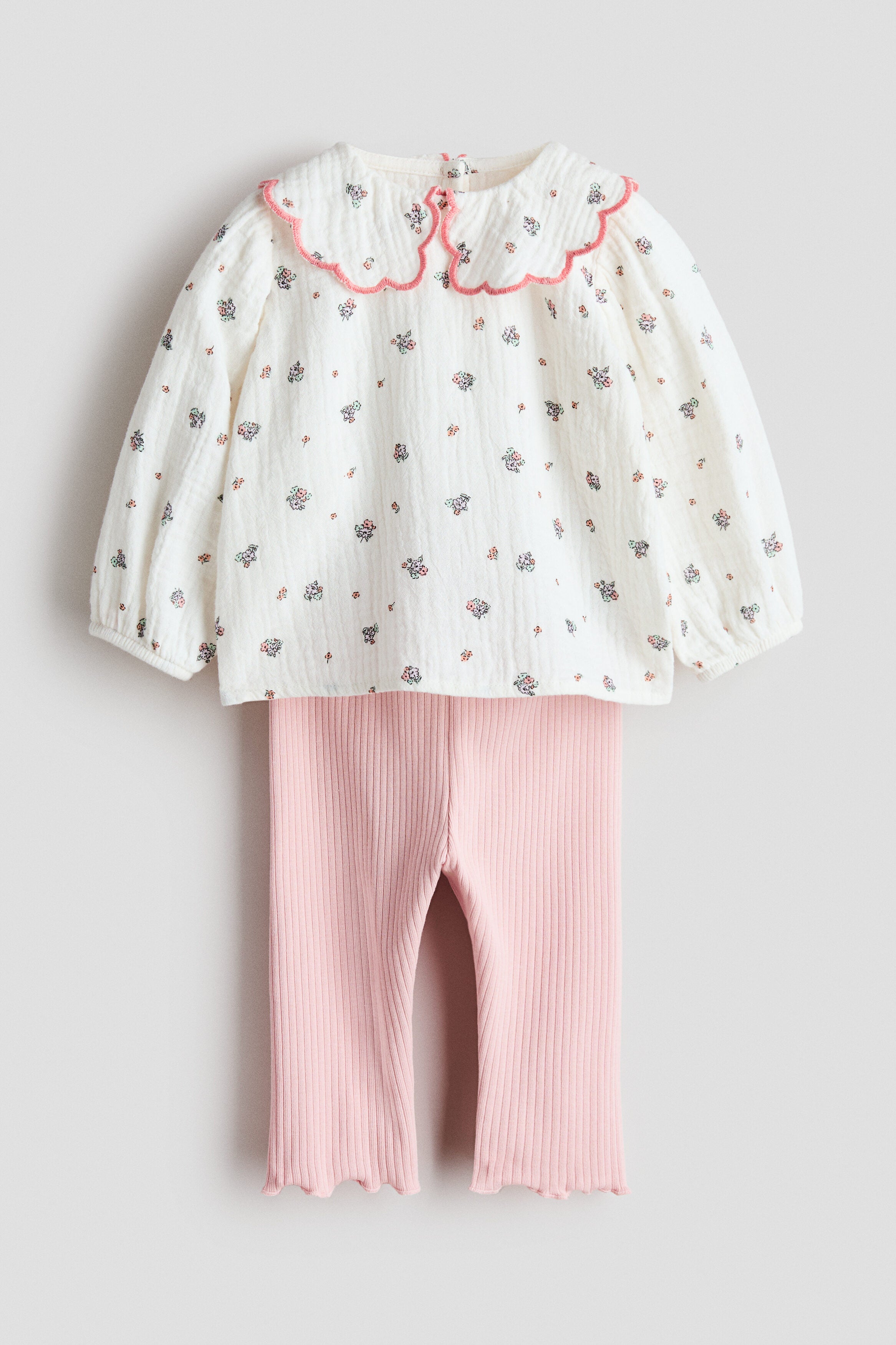 2-piece blouse and leggings set - Light Pink Floral 0 / 2-3 Years