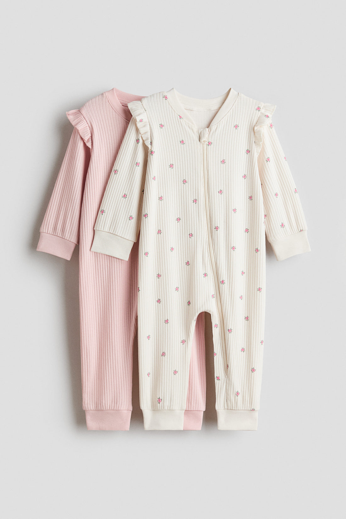 2-pack cotton sleepsuits - Light Pink Floral / 12-18 Months