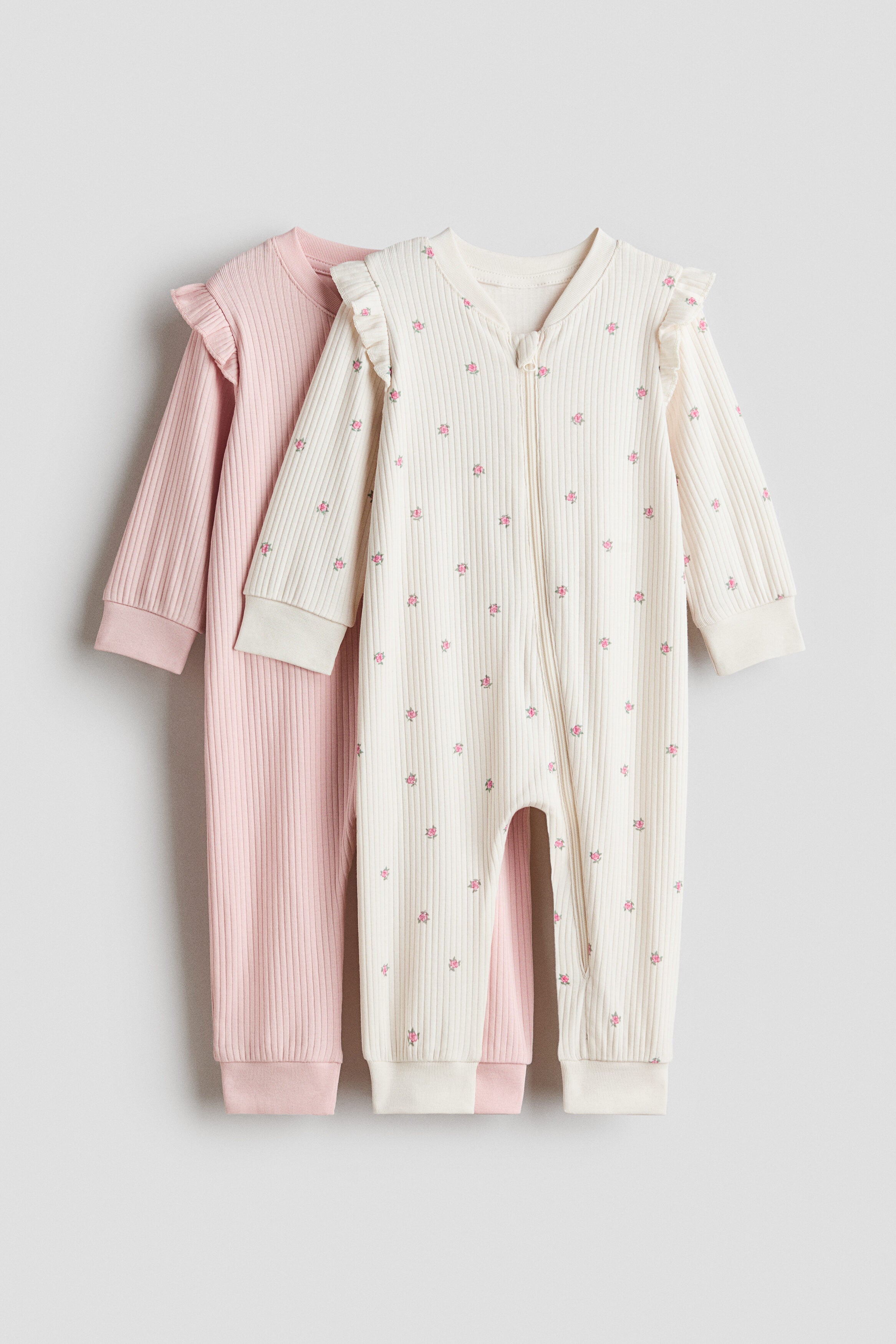 2-pack cotton sleepsuits - Light Pink Floral / 12-18 Months