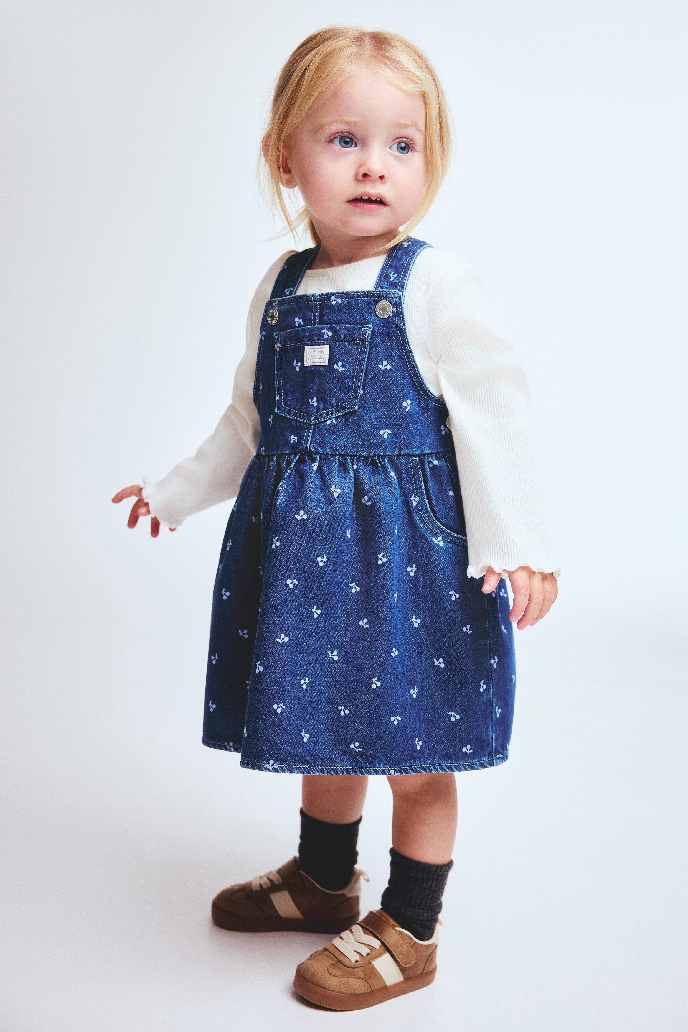 2-piece dungaree dress and top set