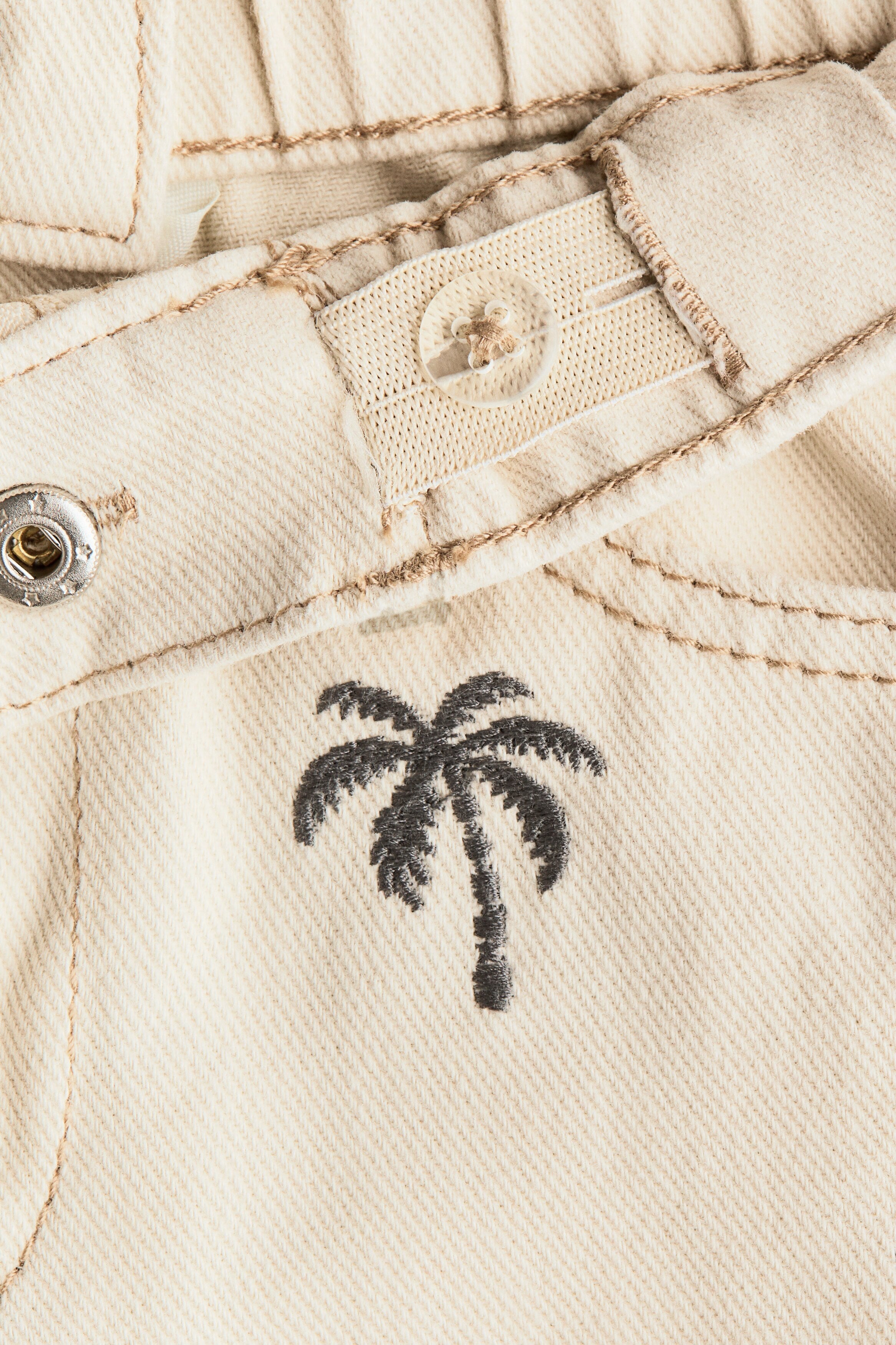 Embroidered twill shorts