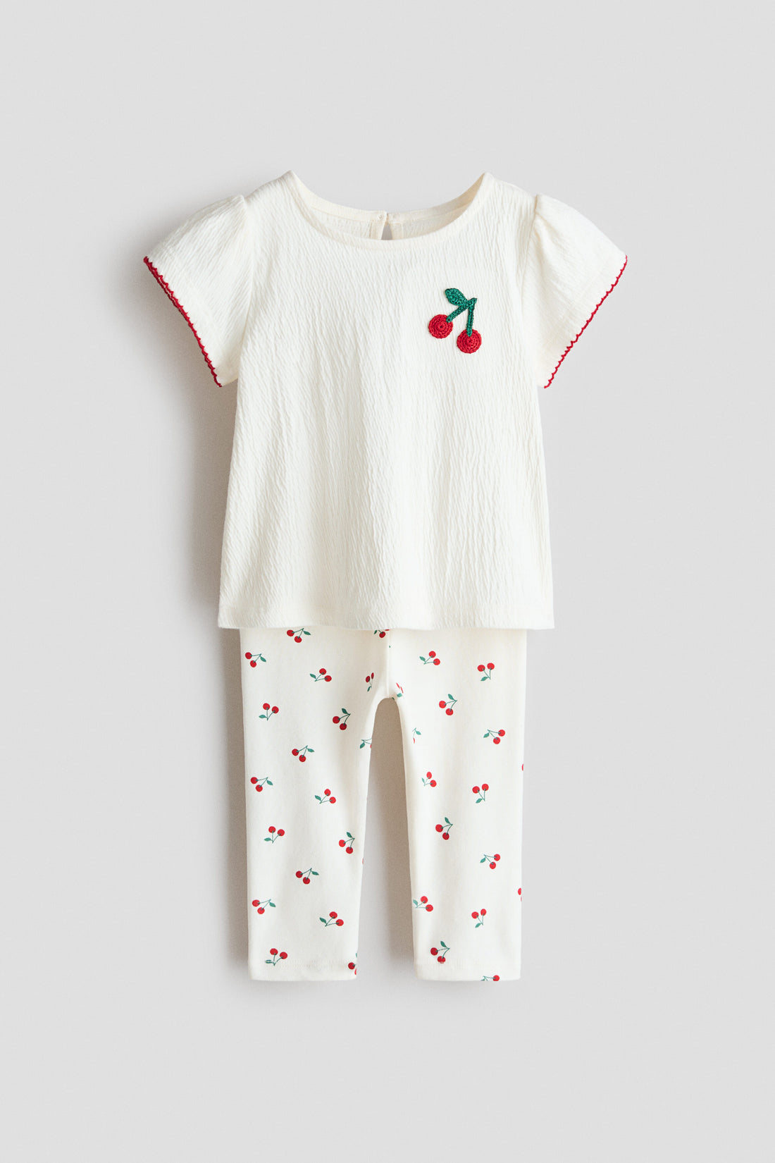 2-piece top and leggings set - White Cherries / 4-6 Months