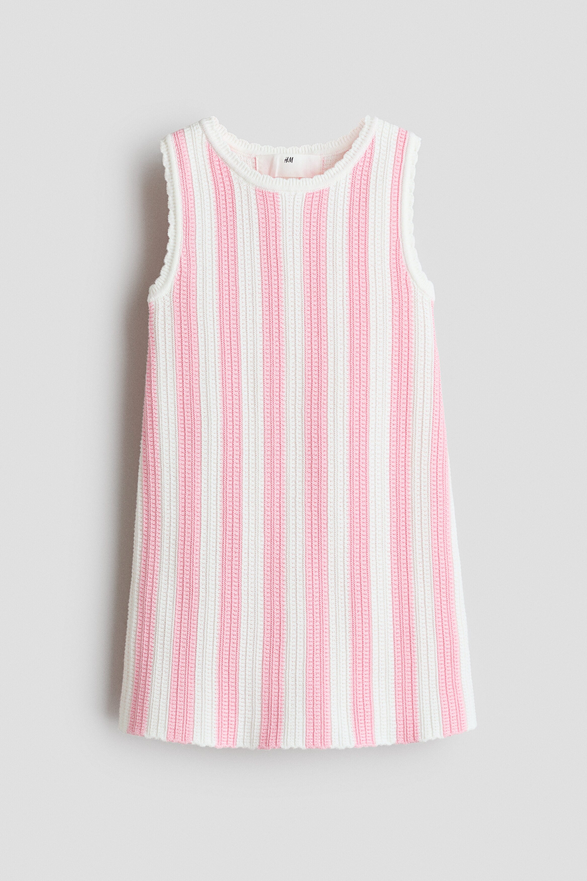 Textured cotton dress - Light Pink White Striped / 1.5-2 Years