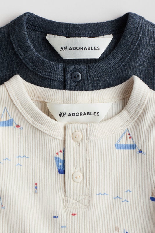 2-pack cotton Henley tops