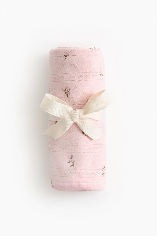 Pointelle-knit baby blanket