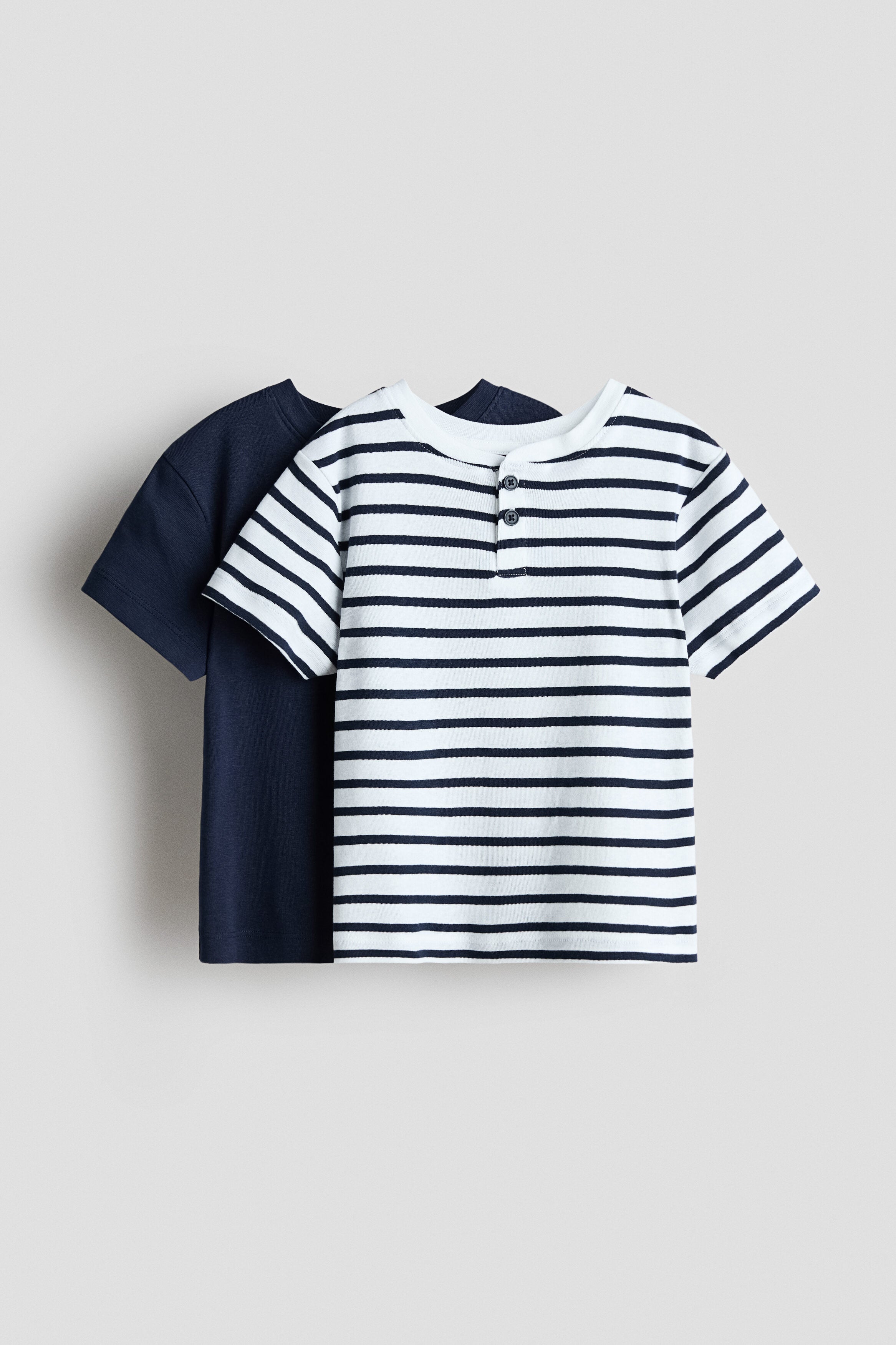 2-pack Henley T-shirts - Blue Striped / 1.5-2 Years