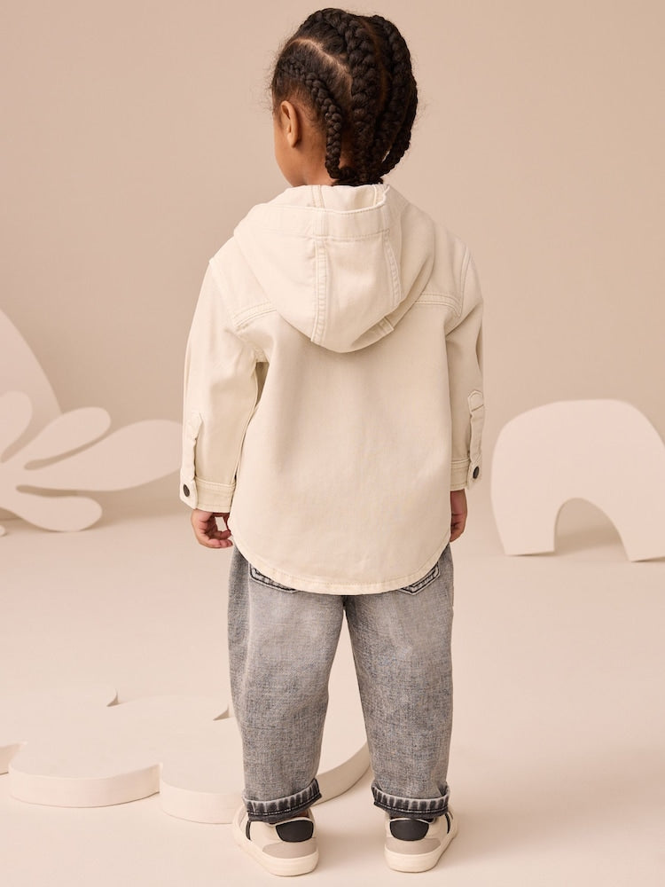 Ecru Bear Twill Hooded Overshirt and T-Shirt Set (3mths-7yrs)