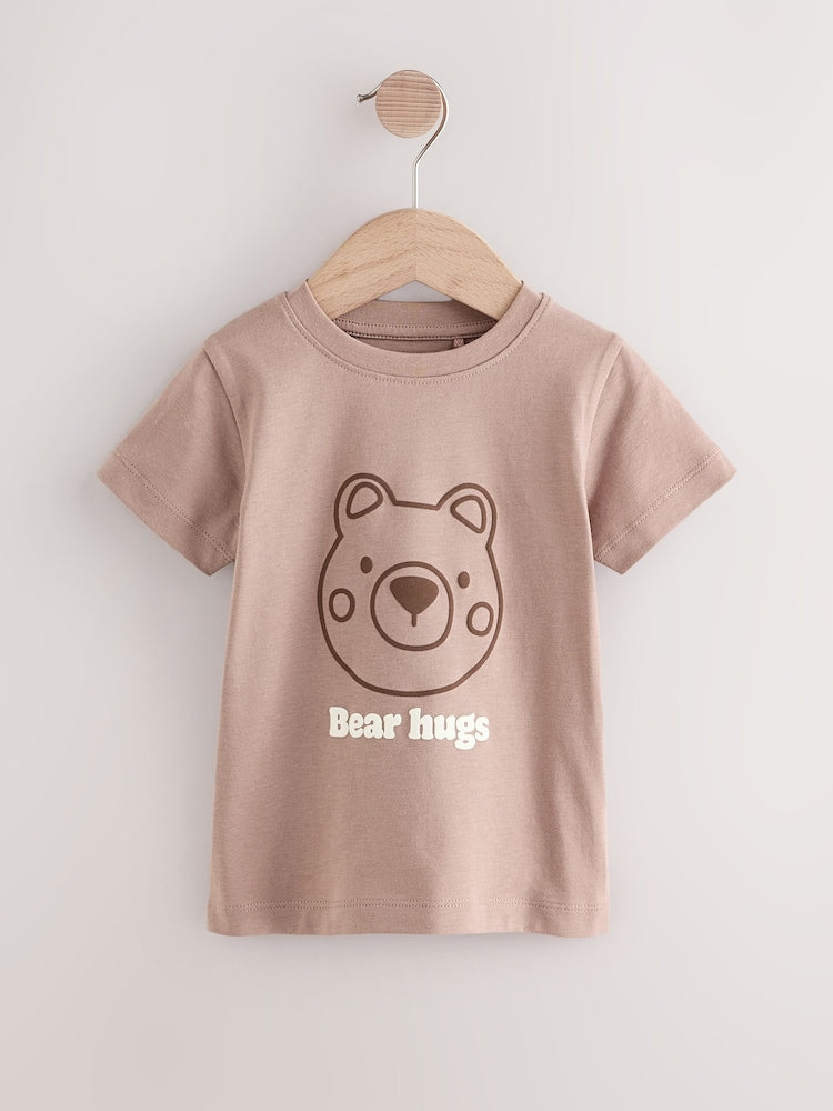 Ecru Bear Twill Hooded Overshirt and T-Shirt Set (3mths-7yrs)