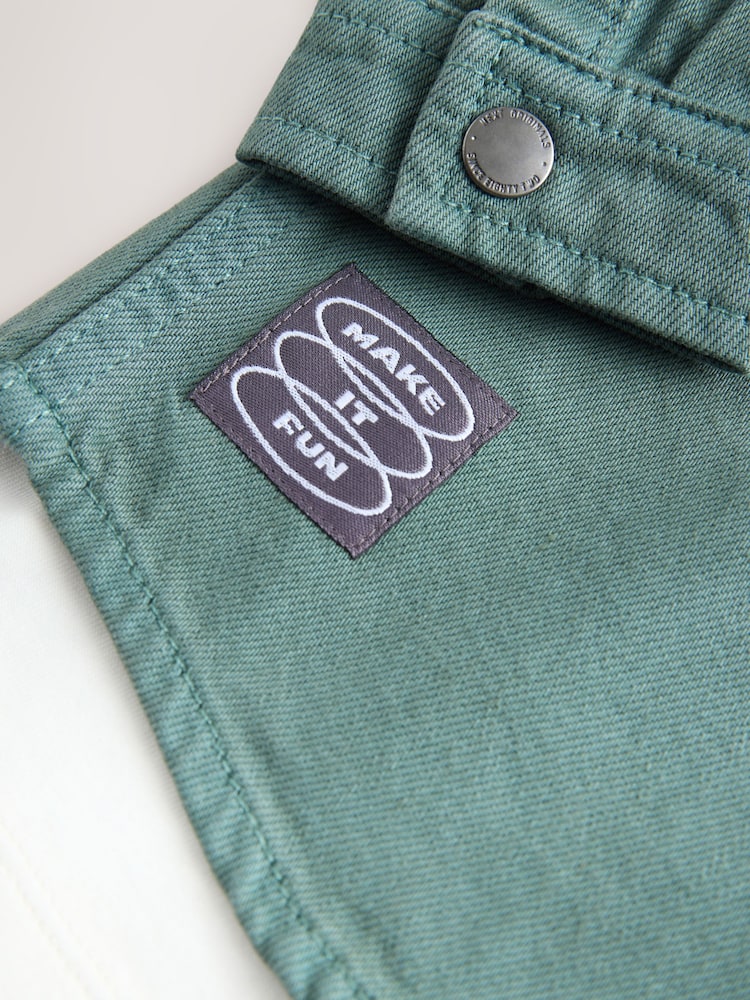 Dark Teal Blue Twill Hooded Overshirt and T-Shirt Set (3mths-7yrs)