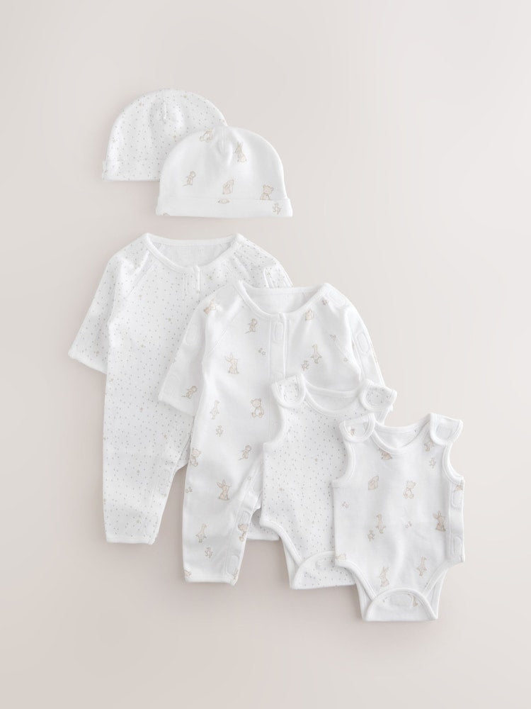 Cream/White Baby Premature Sleepsuit 6 Piece Set (0-0mths) - Cream/White / 3lb