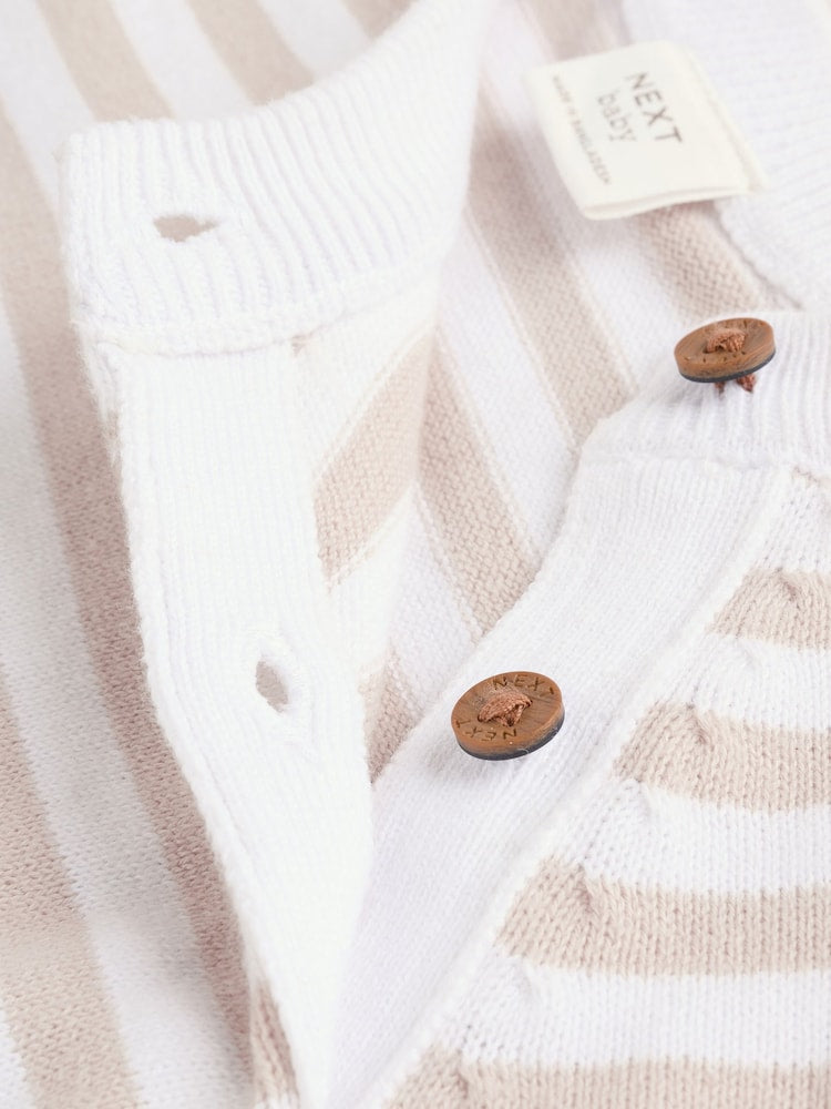 Neutral Stripe Knitted Top and Leggings Baby Set (0mths-2yrs)