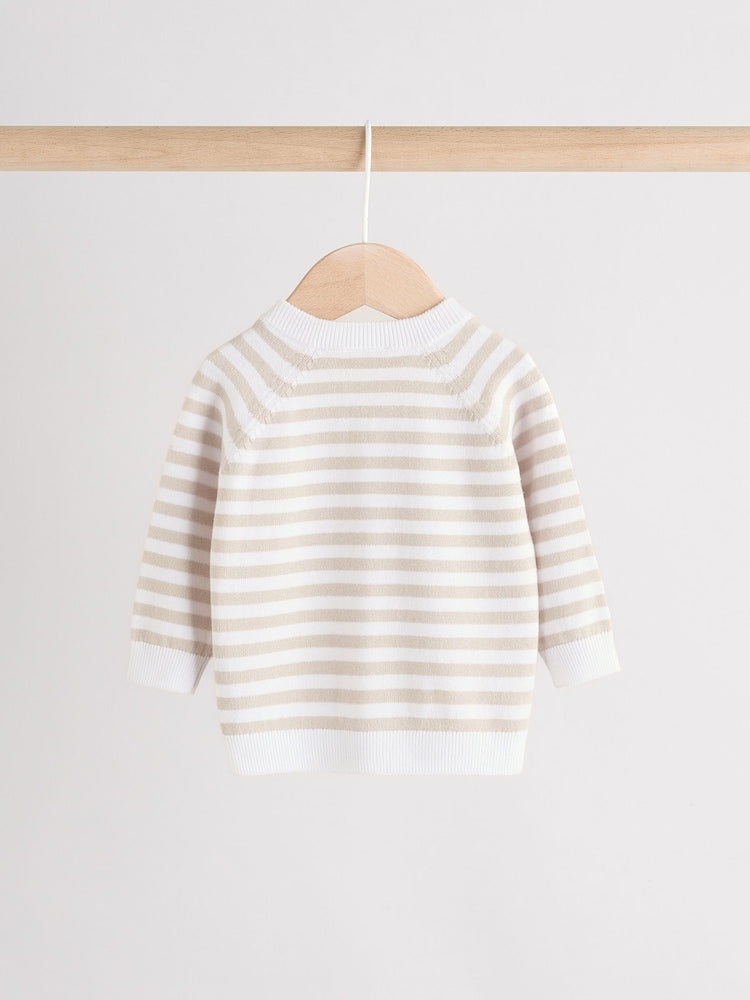 Neutral Stripe Knitted Top and Leggings Baby Set (0mths-2yrs)