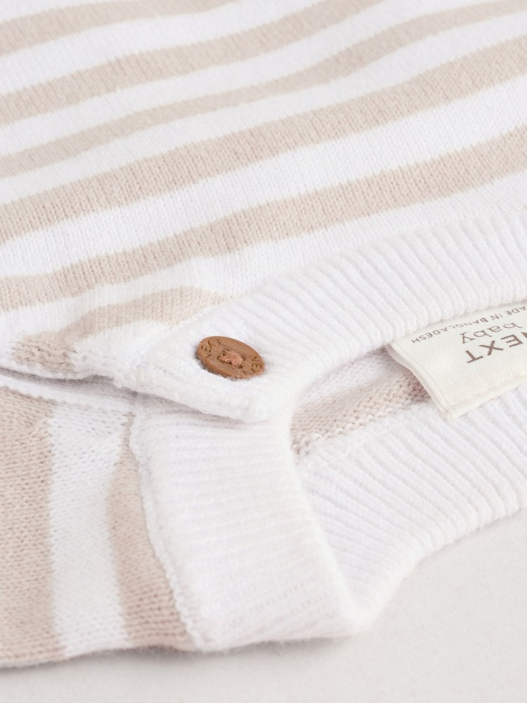 Neutral Stripe Knitted Top and Leggings Baby Set (0mths-2yrs)