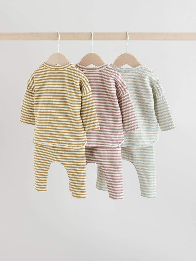 Yellow/Pink/Blue Baby Jersey Tops and Leggings Set 6 Piece (0mths-2yrs)