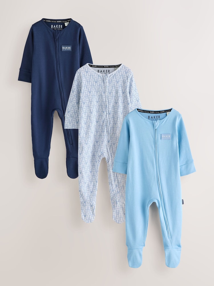 Baker by Ted Baker Navy/Blue Baker by Ted Baker 3 Pack Sleepsuits