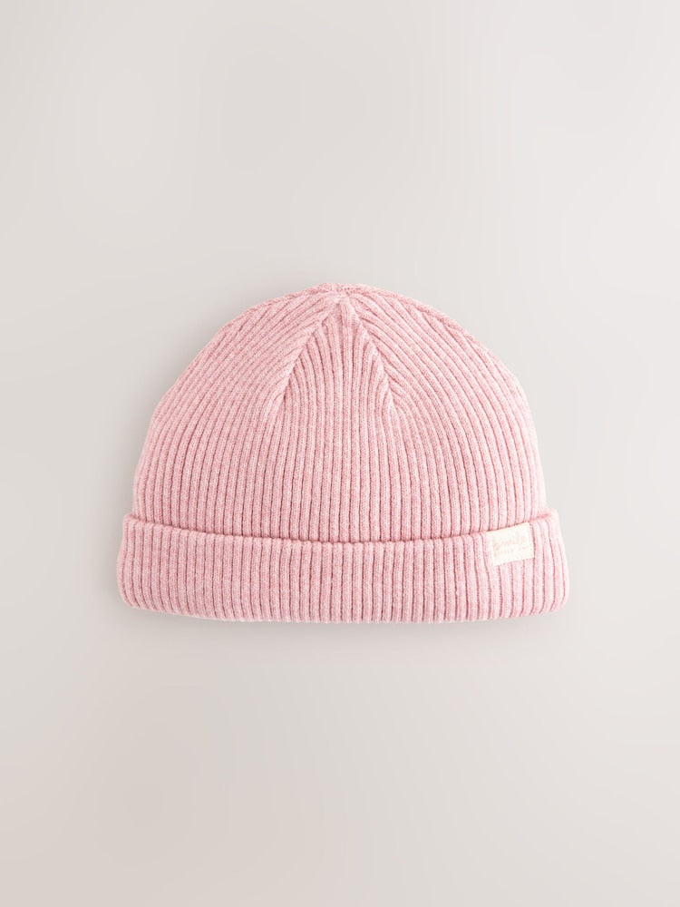 Pink/Cream Cable Knitted Baby Beanies 2 Pack (0-18mths)