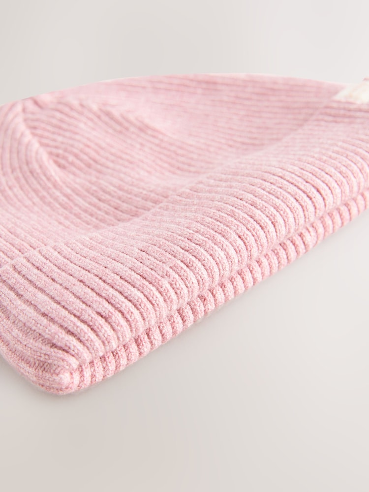 Pink/Cream Cable Knitted Baby Beanies 2 Pack (0-18mths)