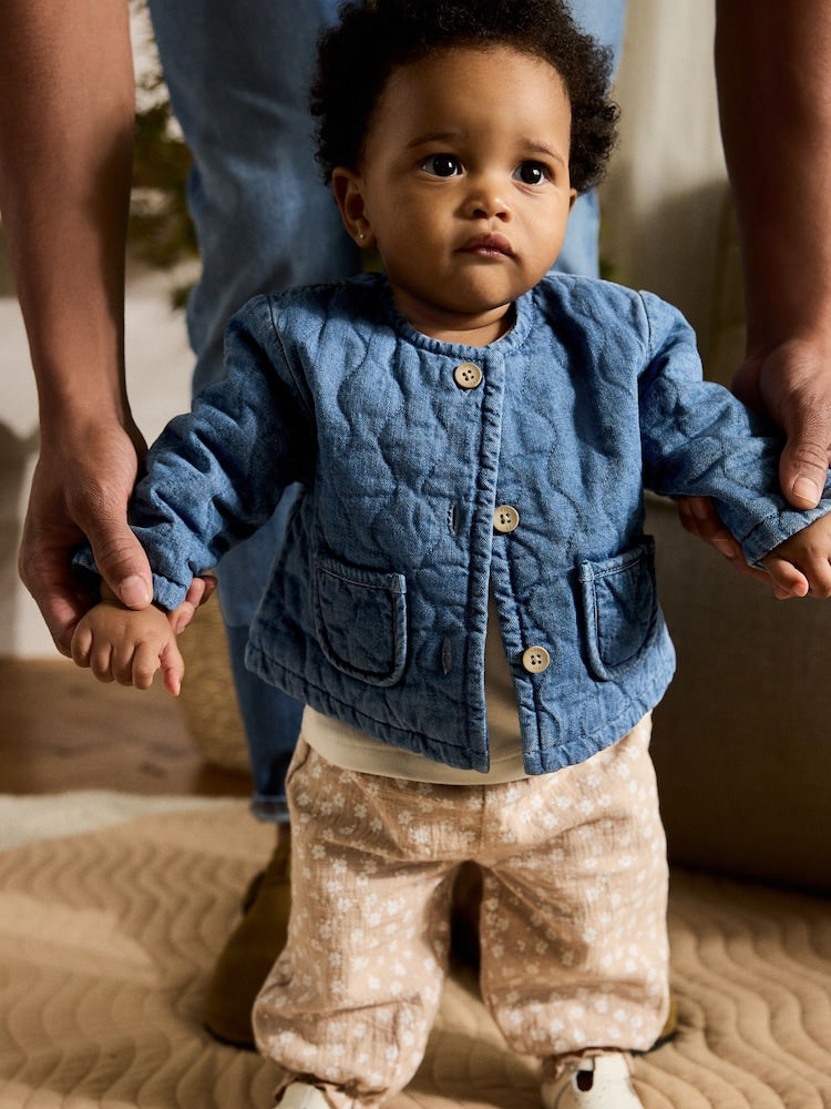 Blue Denim Jersey Quilted Baby Jacket (0mths-2yrs)